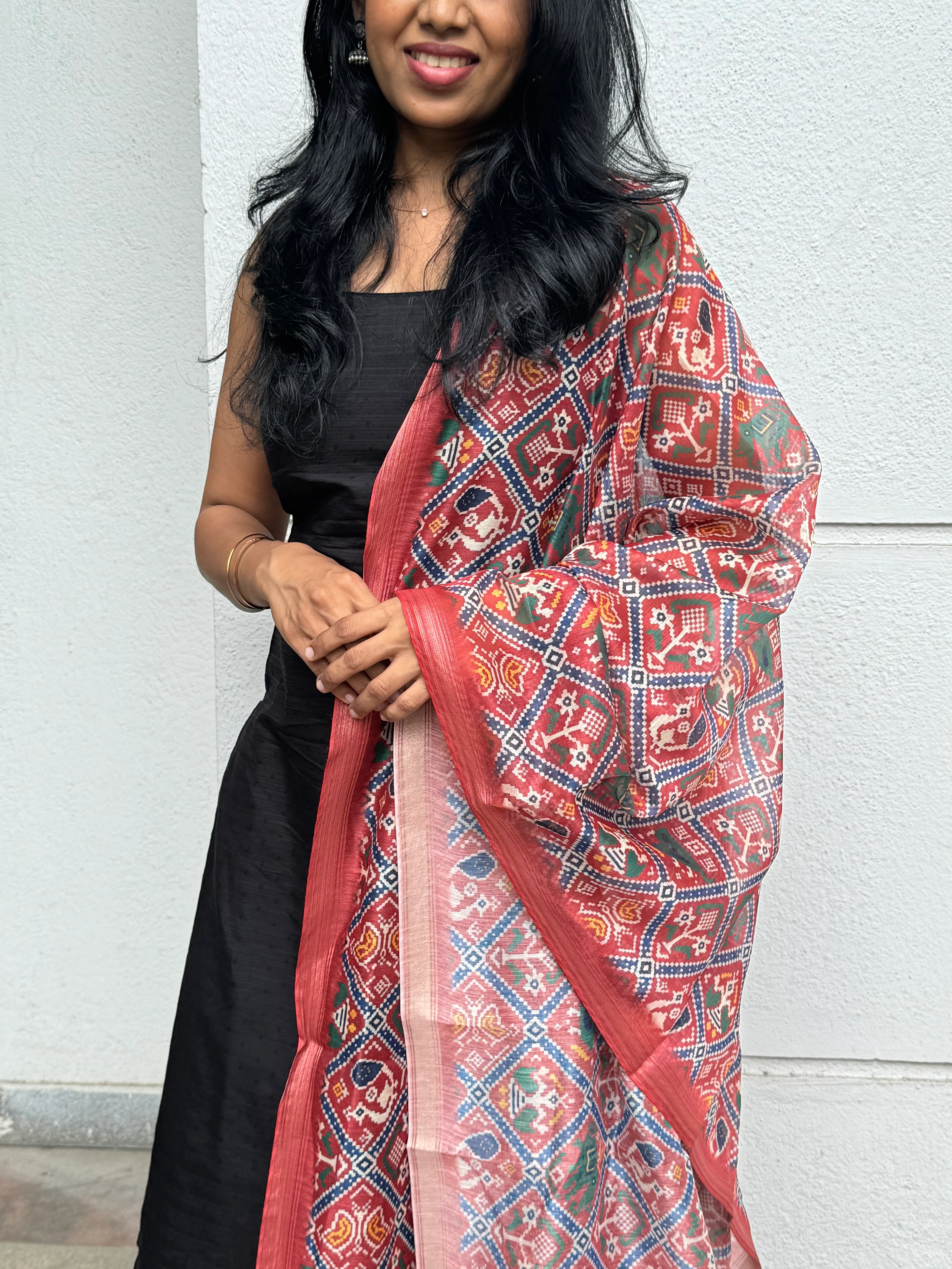 Dharvi Black With Maroon Patola Dupatta - Image 4