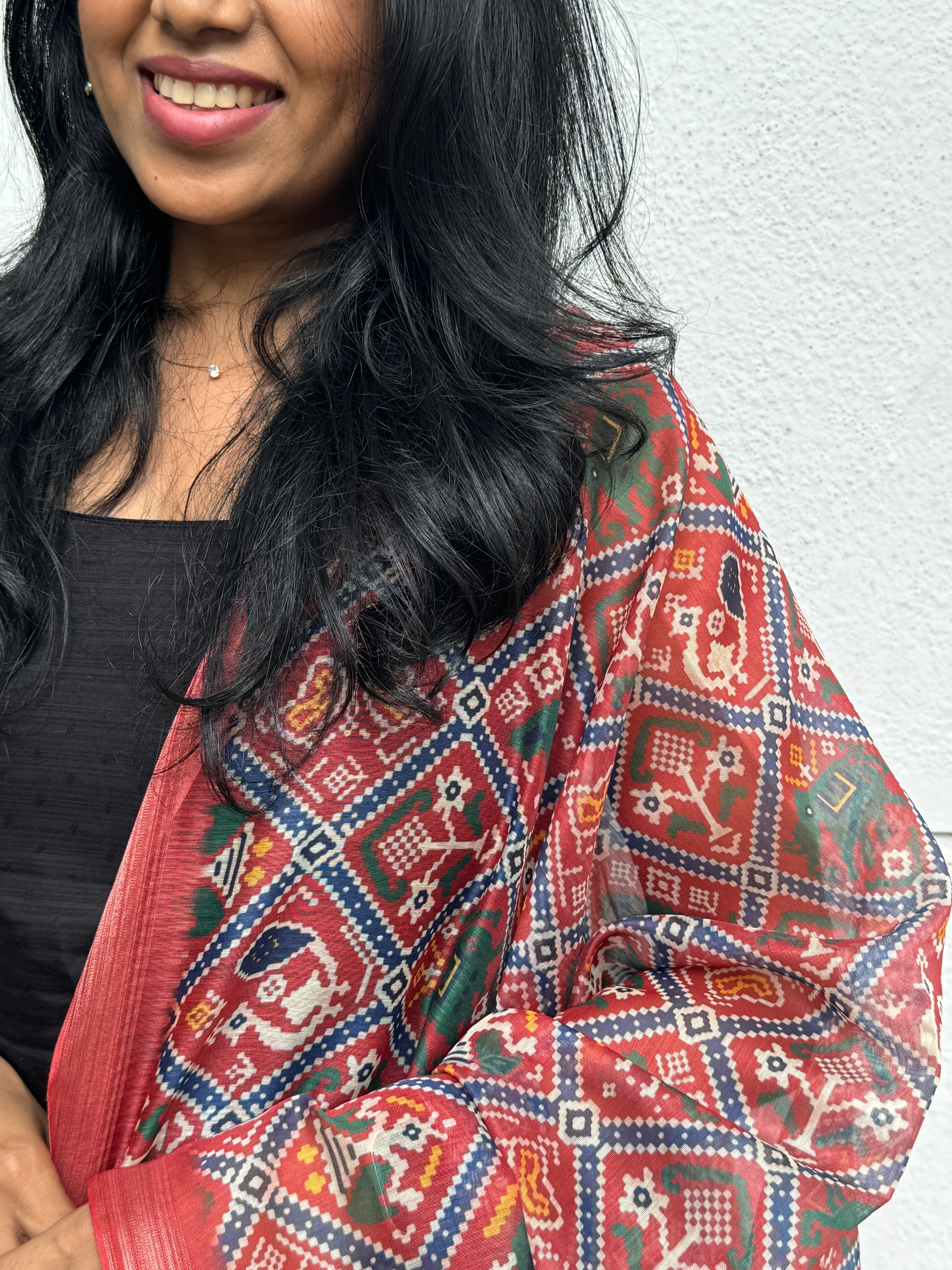 Dharvi Black With Maroon Patola Dupatta - Image 5
