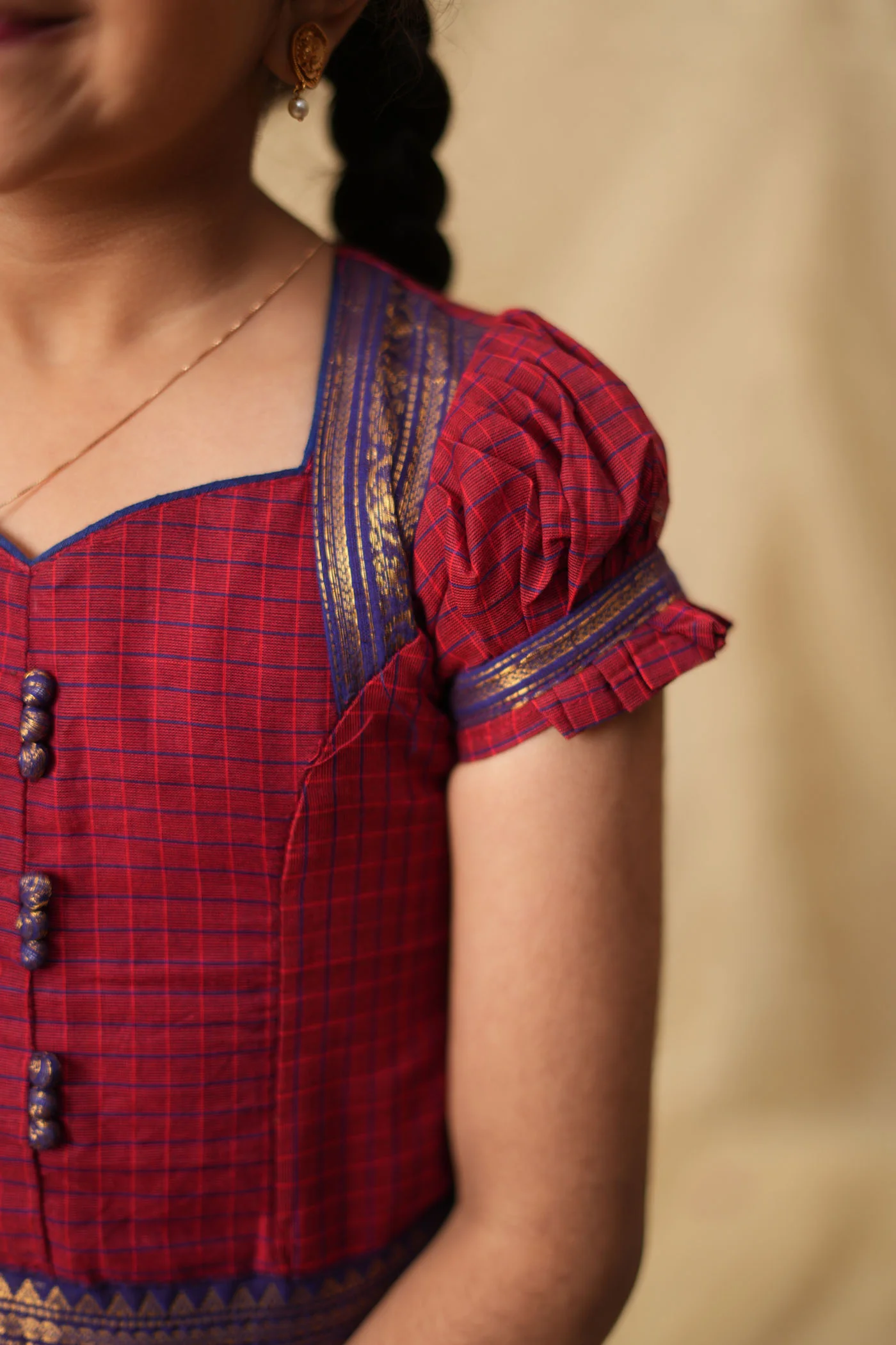 Esha Red check Lehenga Mini (Set of 2) - Image 9