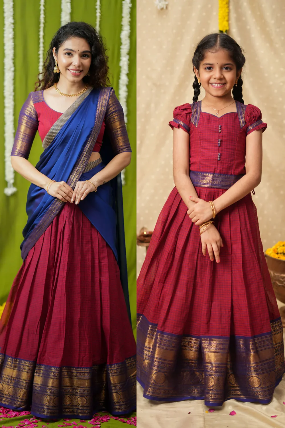 Esha Red check Mom & Me
