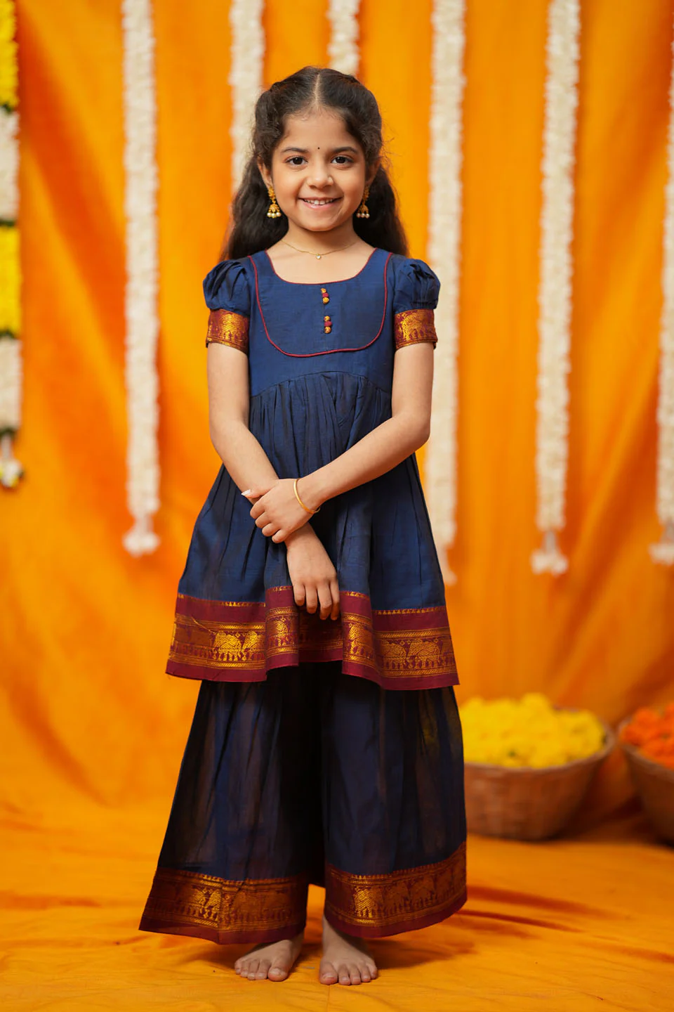 Ezhili Navy Handloom Kids mini