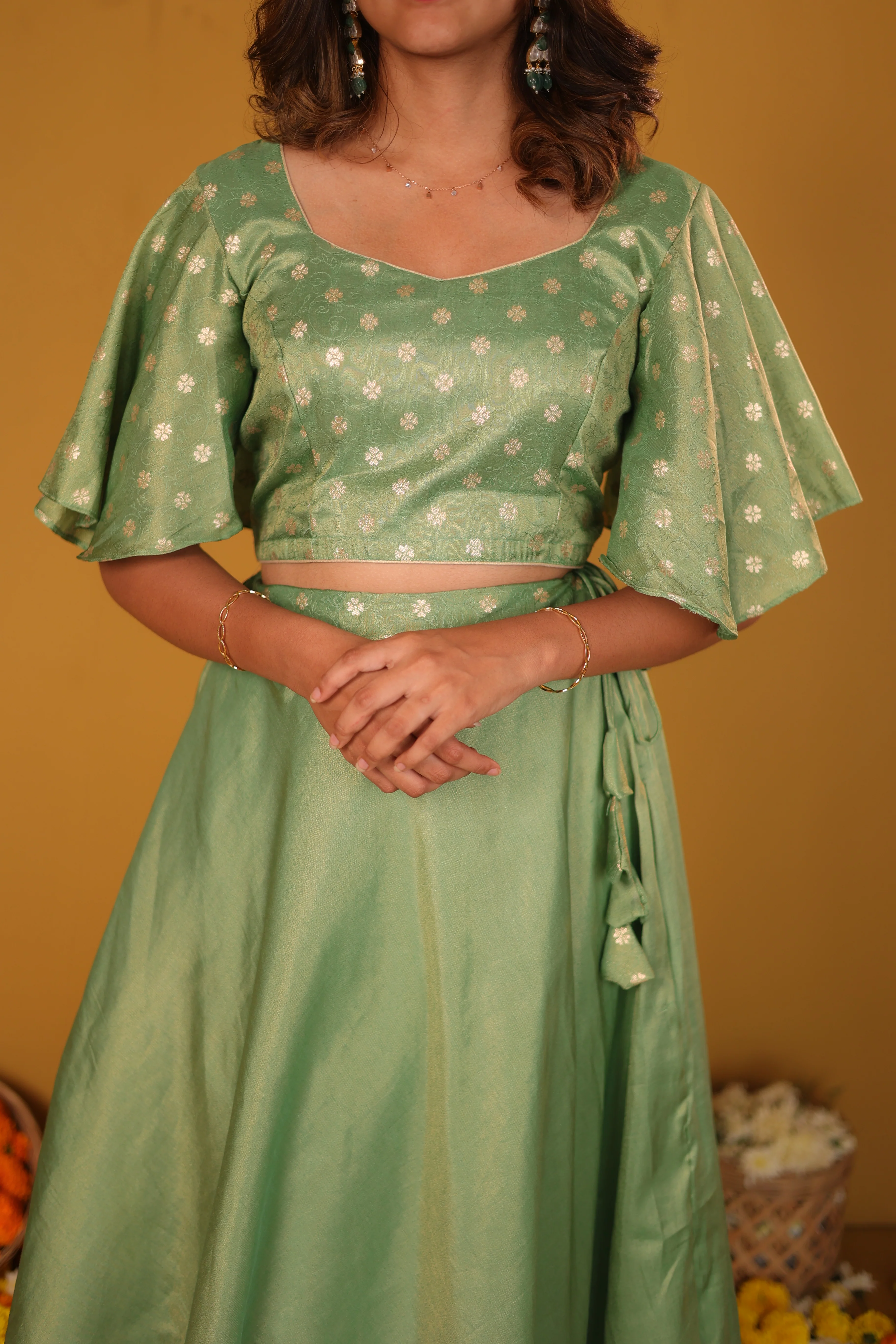 Farina Mint Green Crop top & Skirt - Image 10