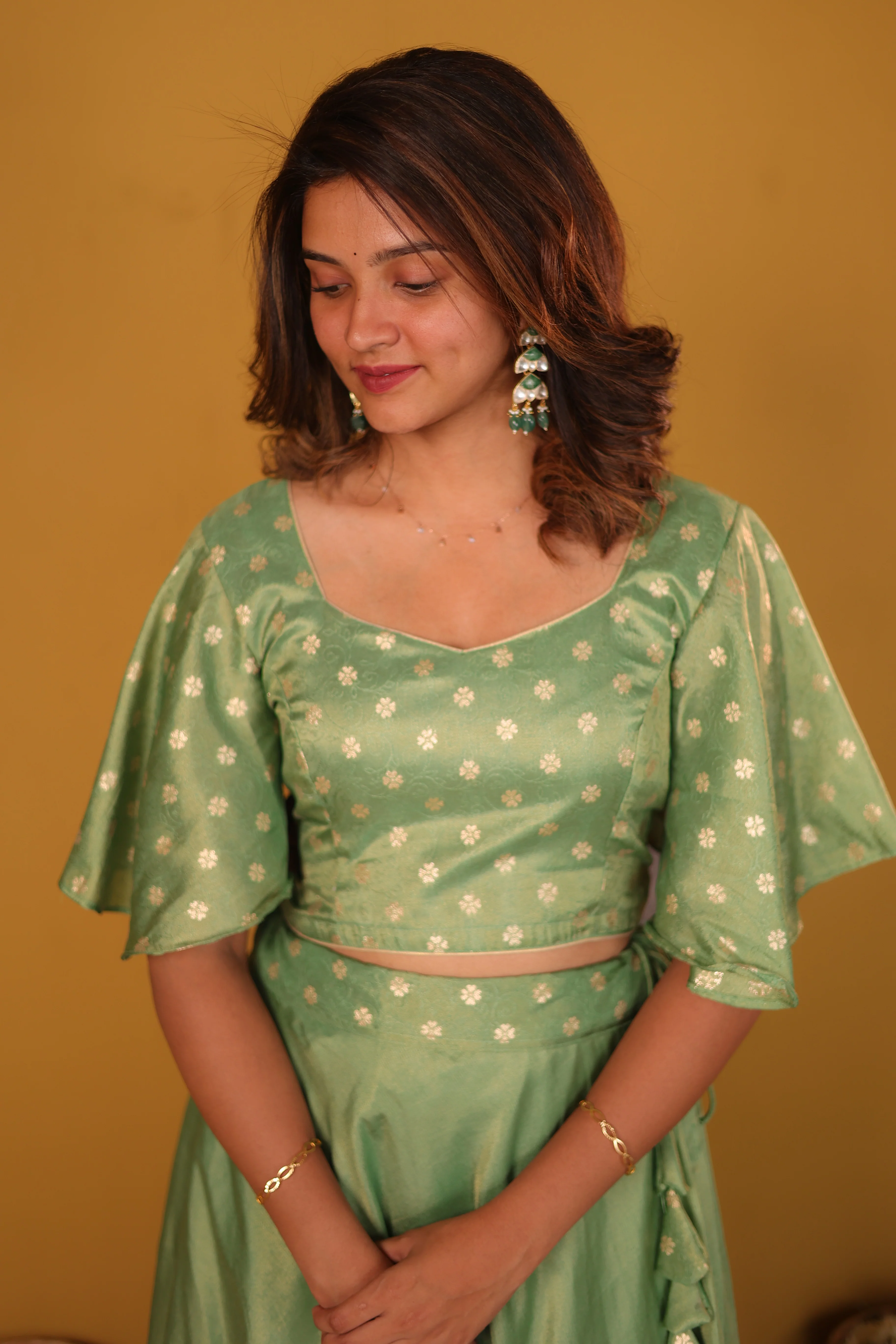 Farina Mint Green Crop top & Skirt - Image 11