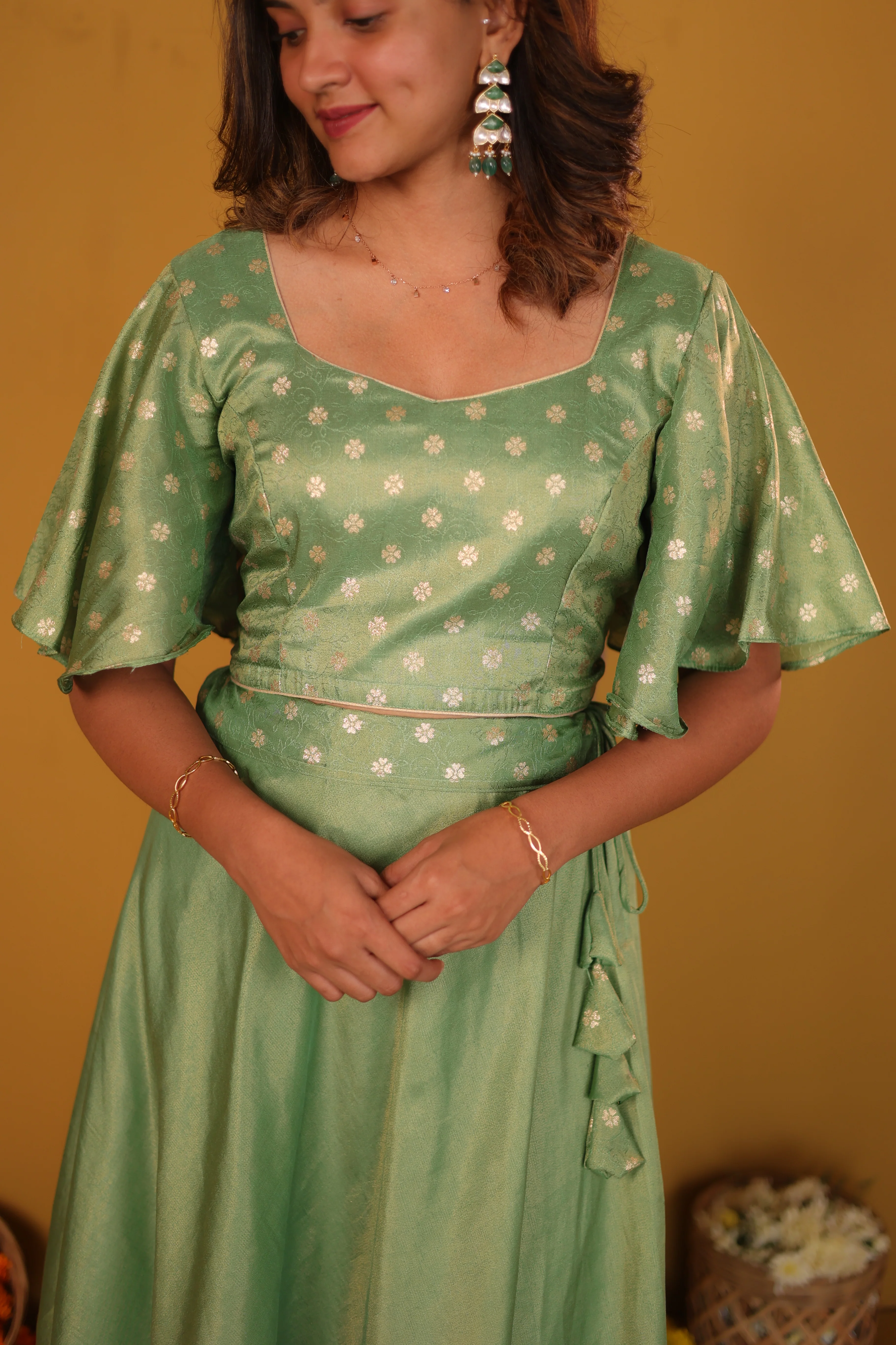 Farina Mint Green Crop top & Skirt - Image 12