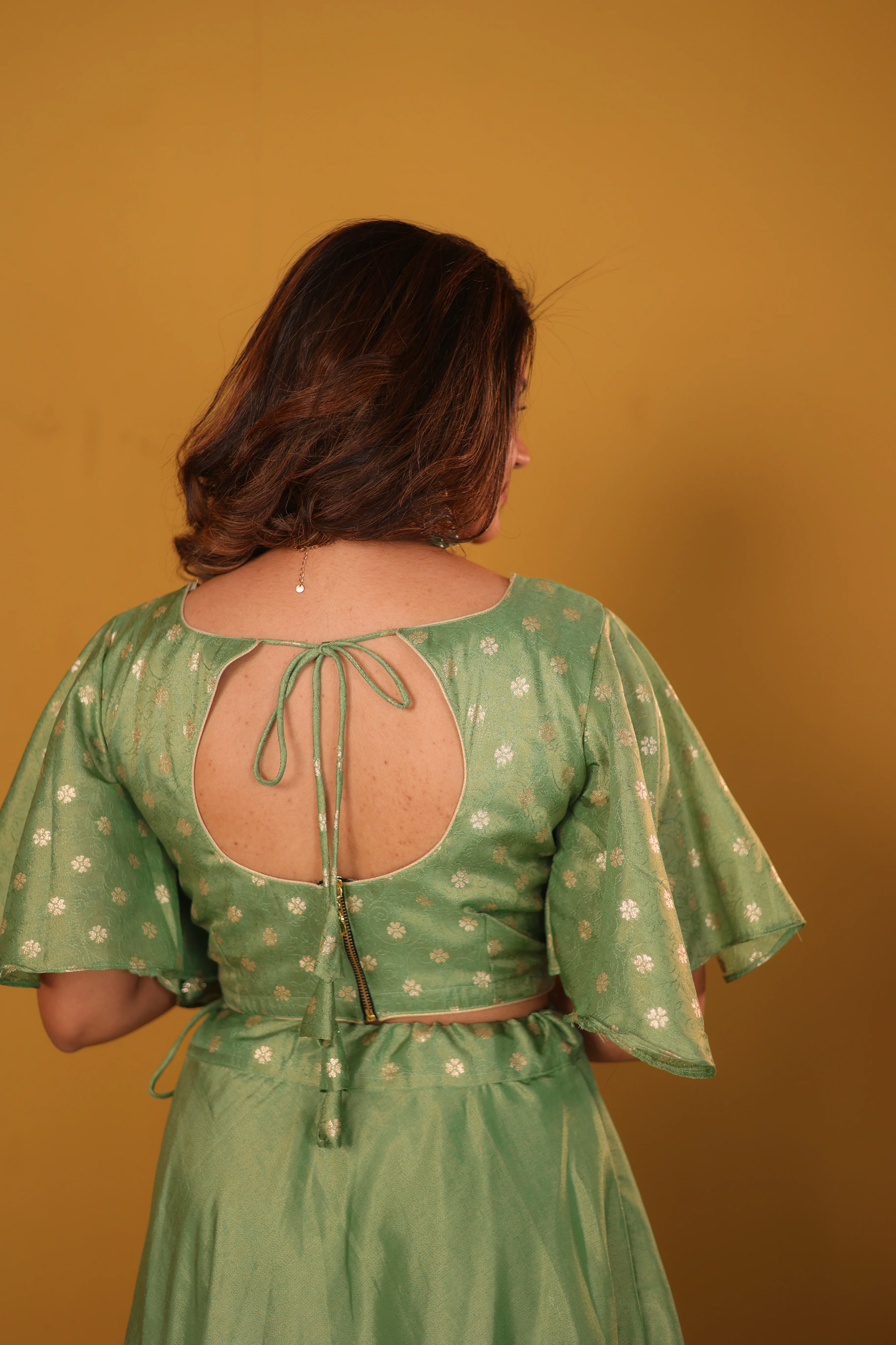 Farina Mint Green Crop top & Skirt - Image 15