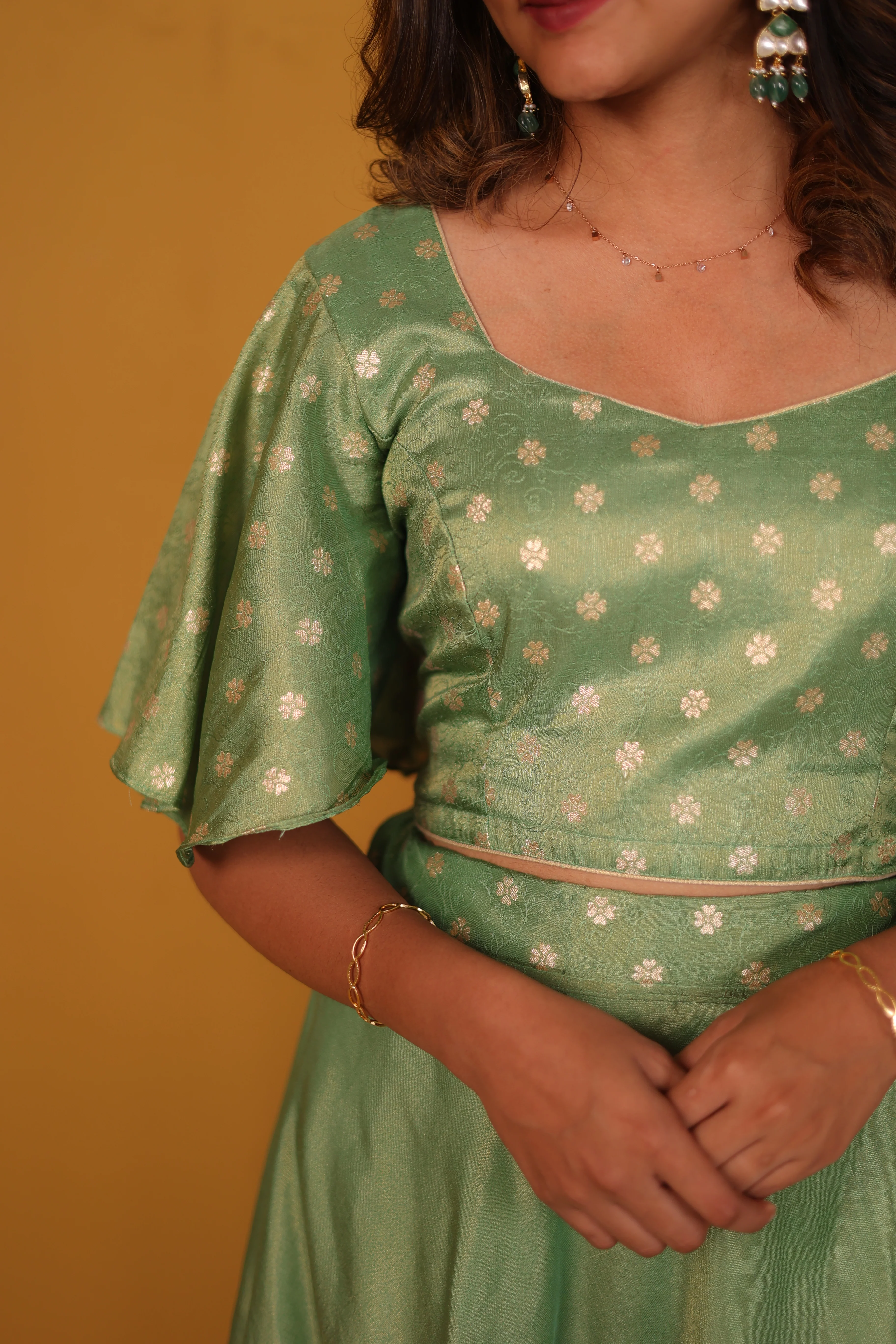 Farina Mint Green Crop top & Skirt - Image 16