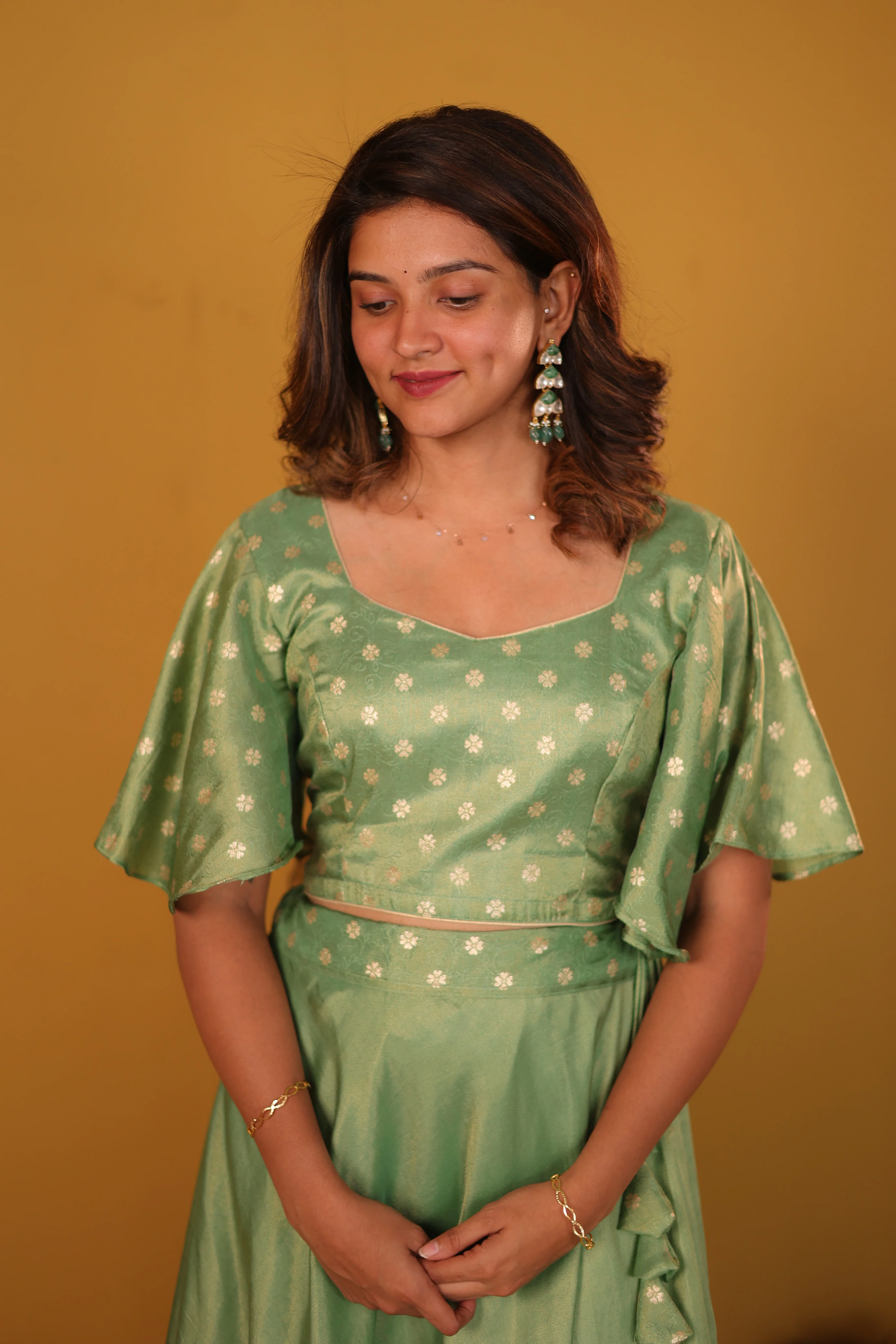Farina Mint Green Crop top & Skirt - Image 3