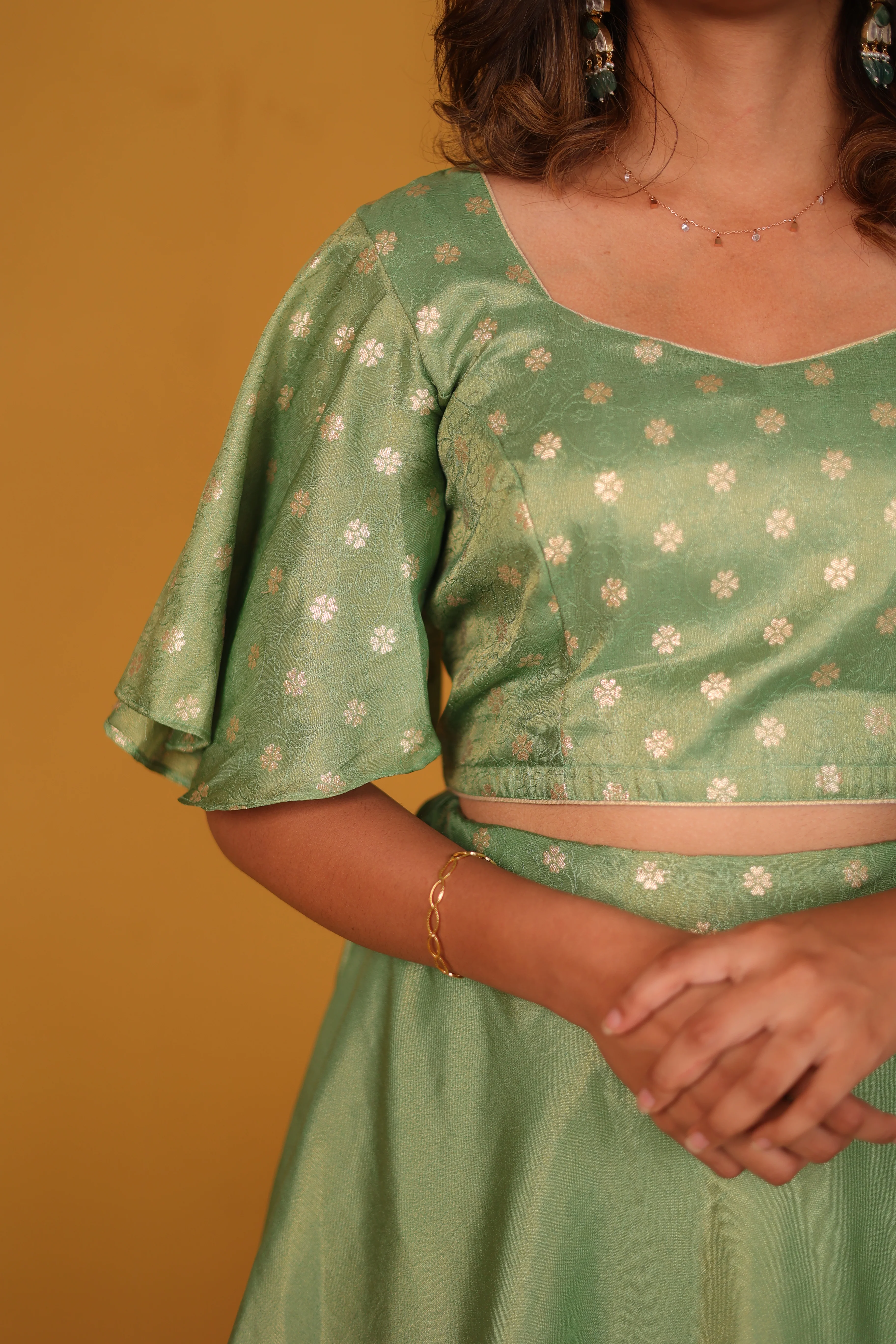 Farina Mint Green Crop top & Skirt - Image 4