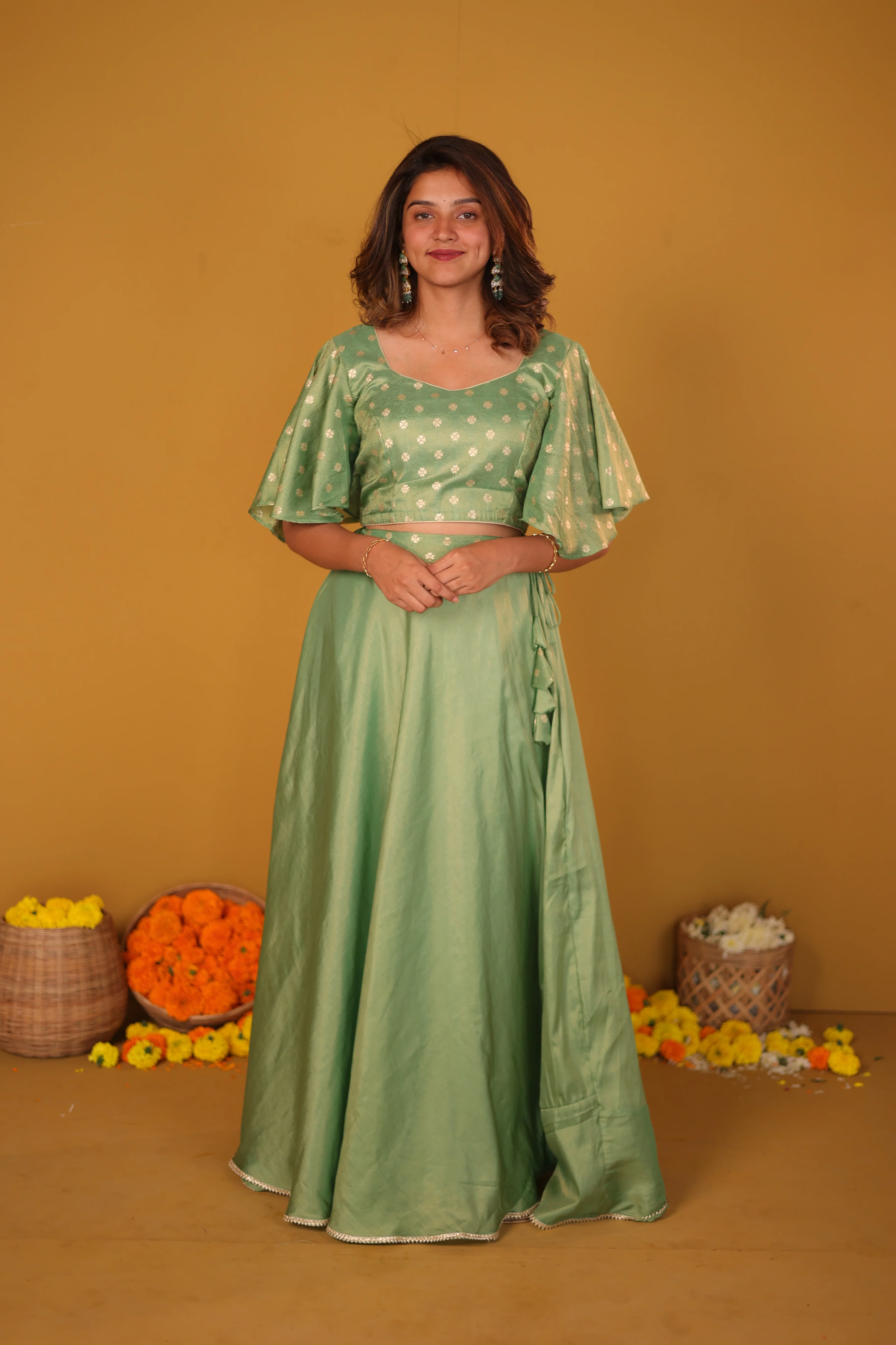 Farina Mint Green Crop top & Skirt - Image 5