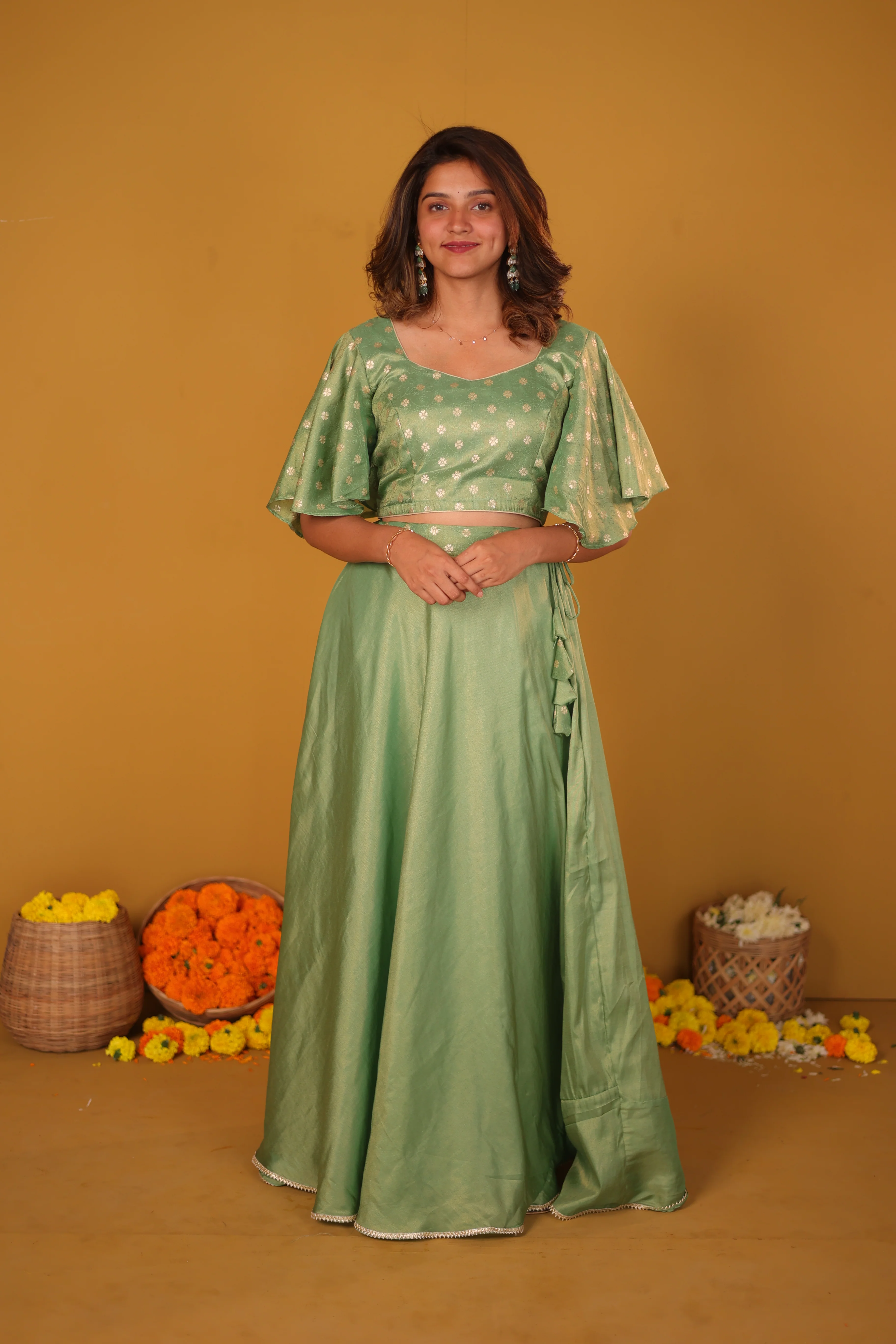 Farina Mint Green Crop top & Skirt - Image 6