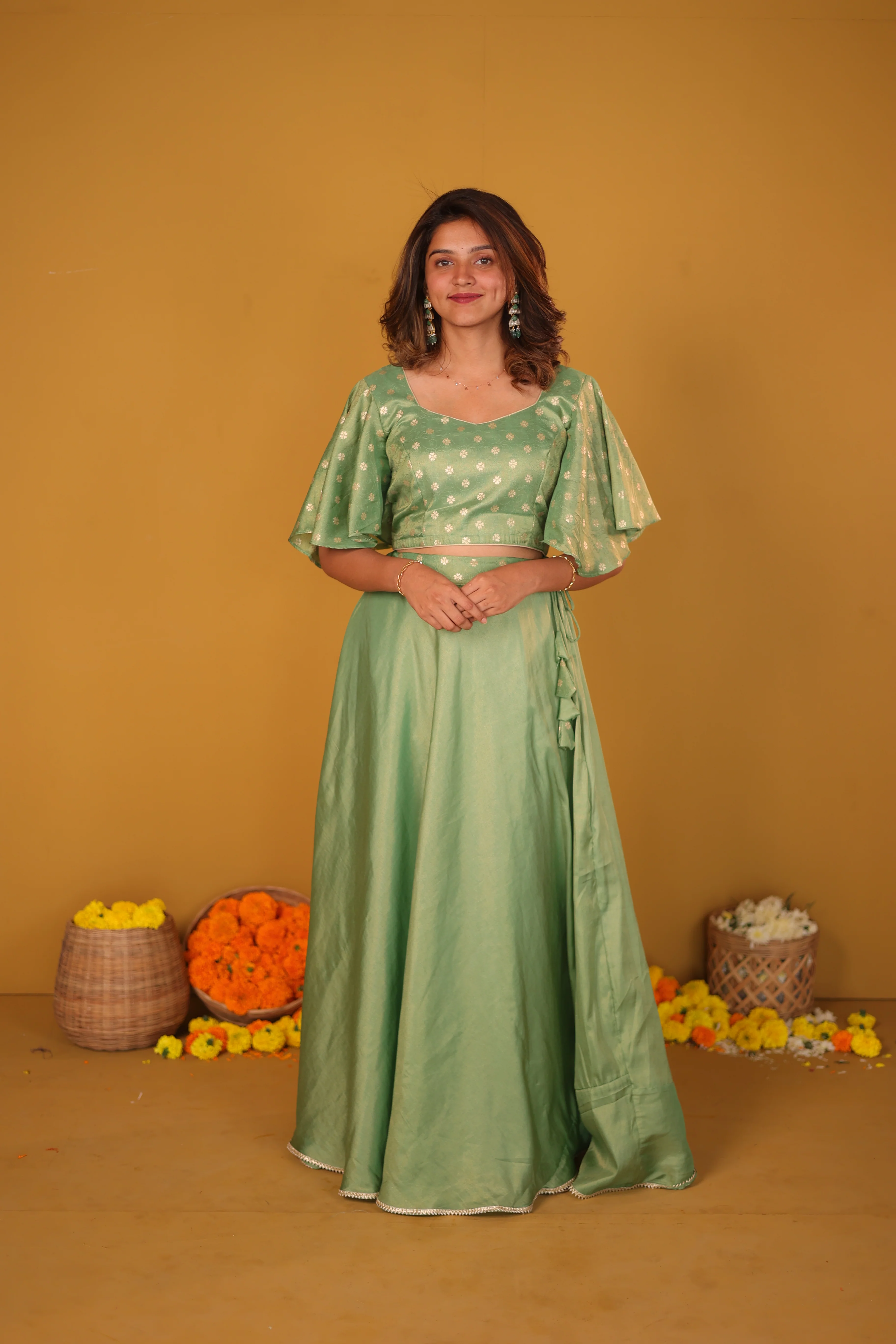 Farina Mint Green Crop top & Skirt - Image 7