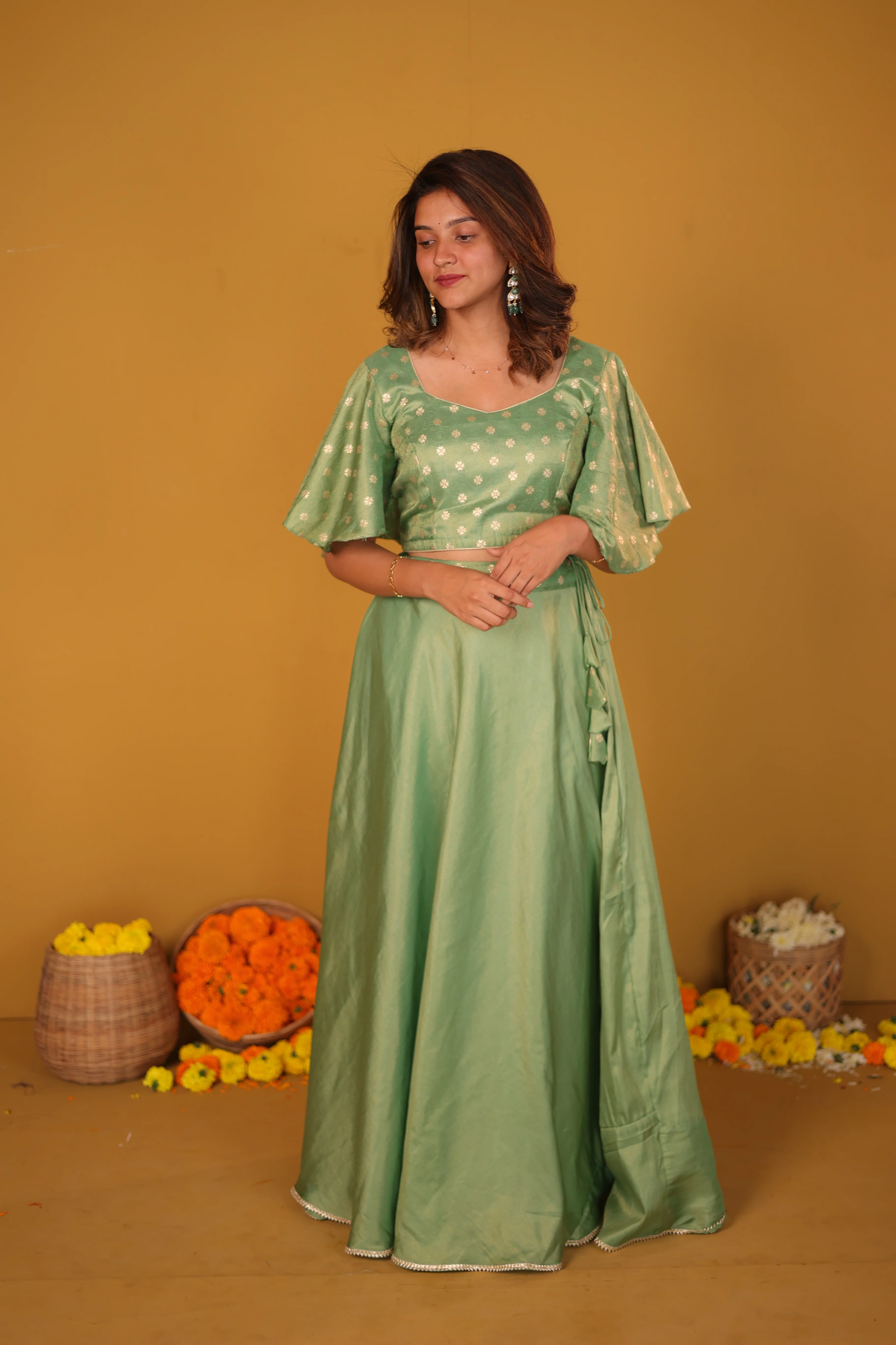 Farina Mint Green Crop top & Skirt - Image 8