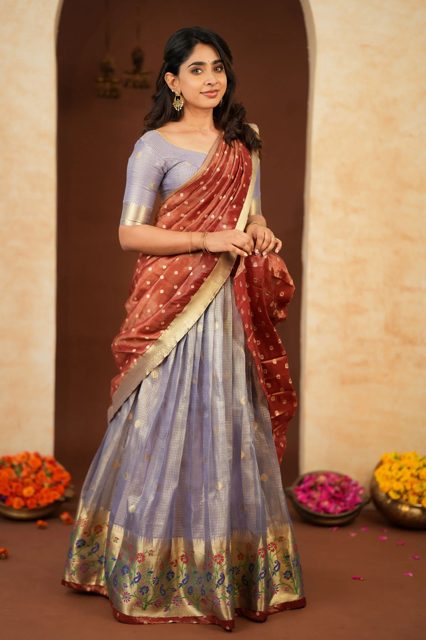 Gargi Lavender Half Saree (Set of 3) - Image 3