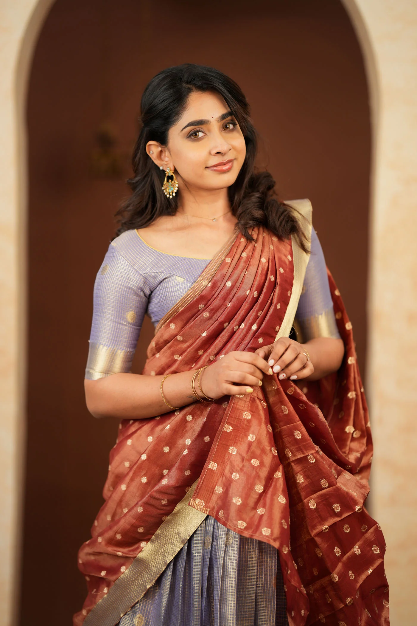 Gargi Lavender Half Saree (Set of 3) - Image 6