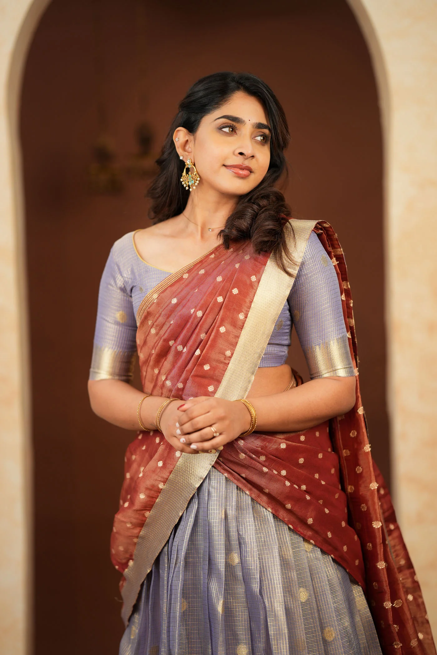 Gargi Lavender Half Saree (Set of 3) - Image 8