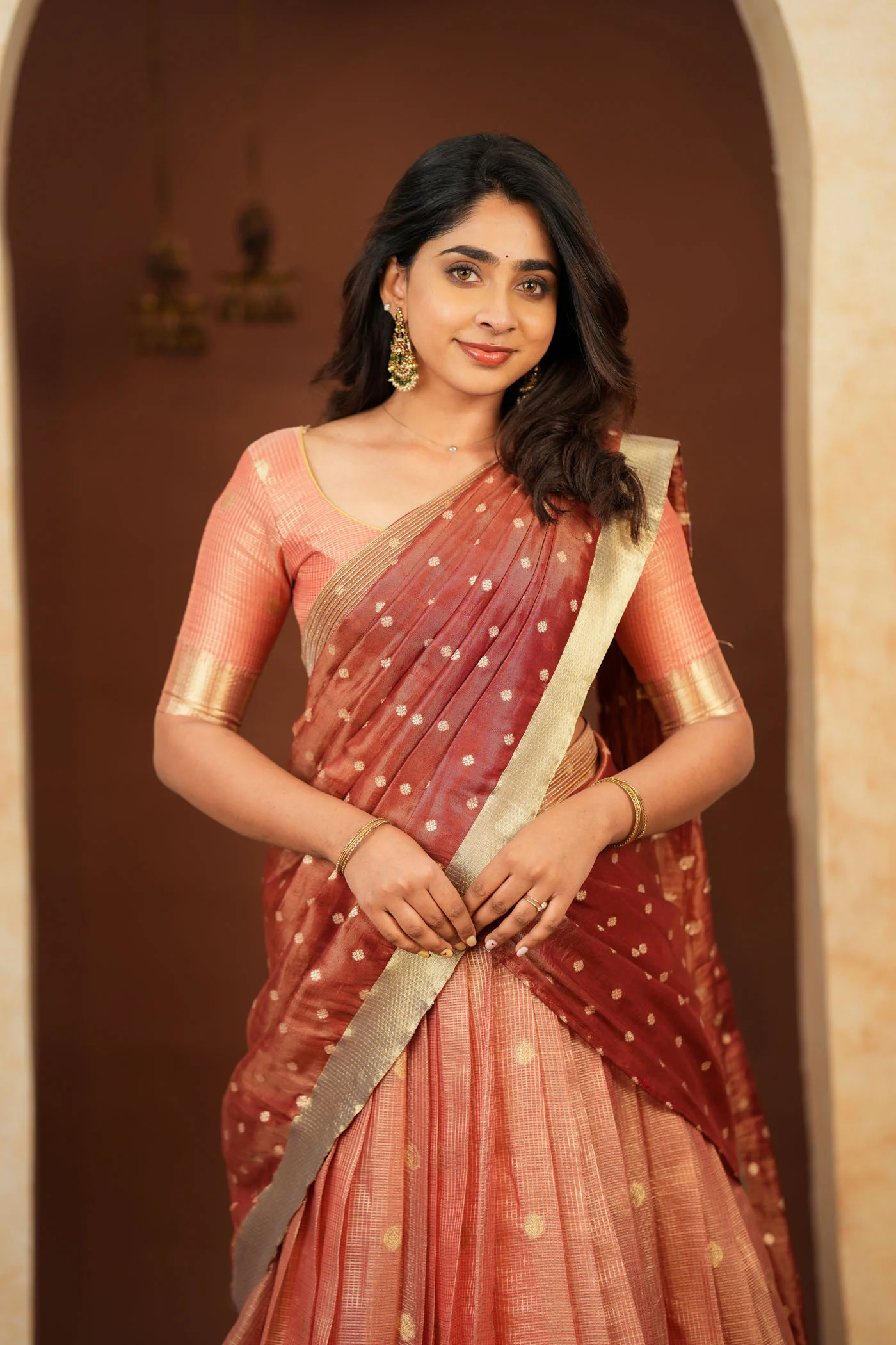 Gargi Peach Half Saree (Set of 3) - Image 6