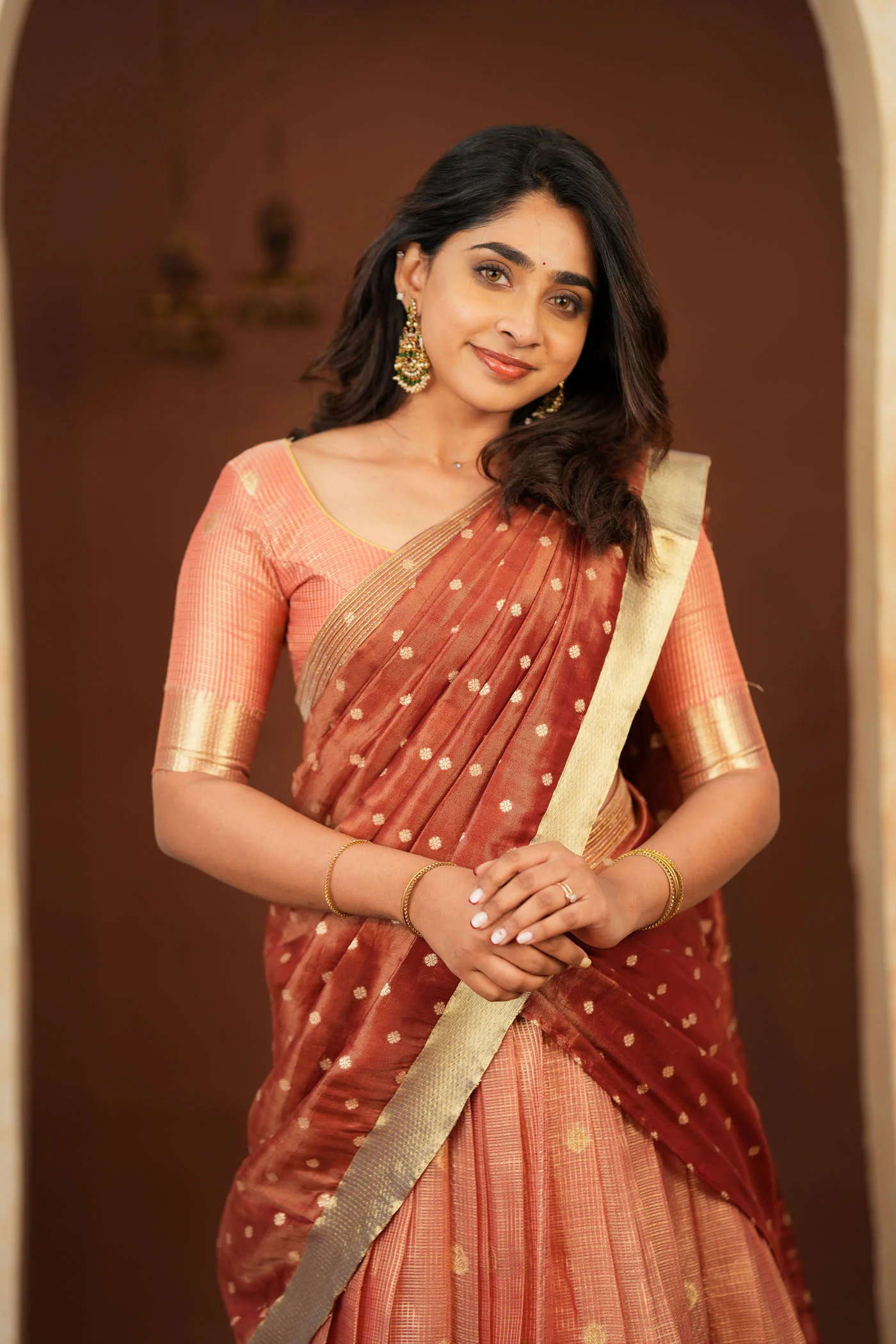 Gargi Peach Half Saree (Set of 3) - Image 7