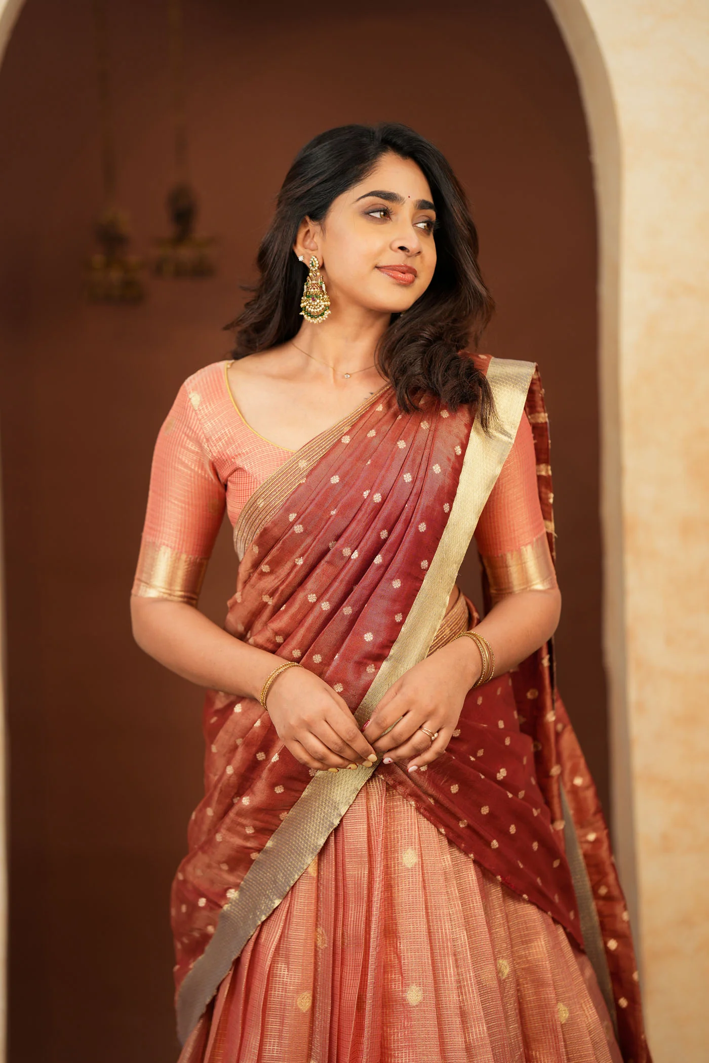 Gargi Peach Half Saree (Set of 3) - Image 8