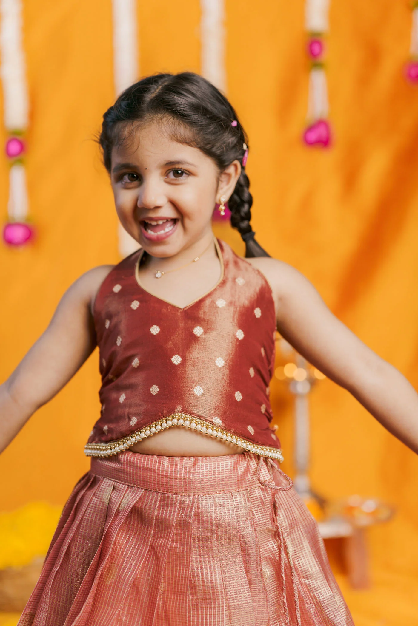 Gargi Peach Lehenga Mini (Set of 2) - Image 4