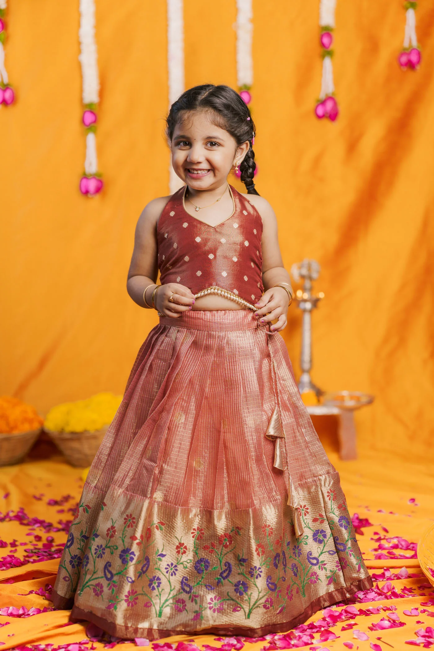 Gargi Peach Lehenga Mini (Set of 2) - Image 5
