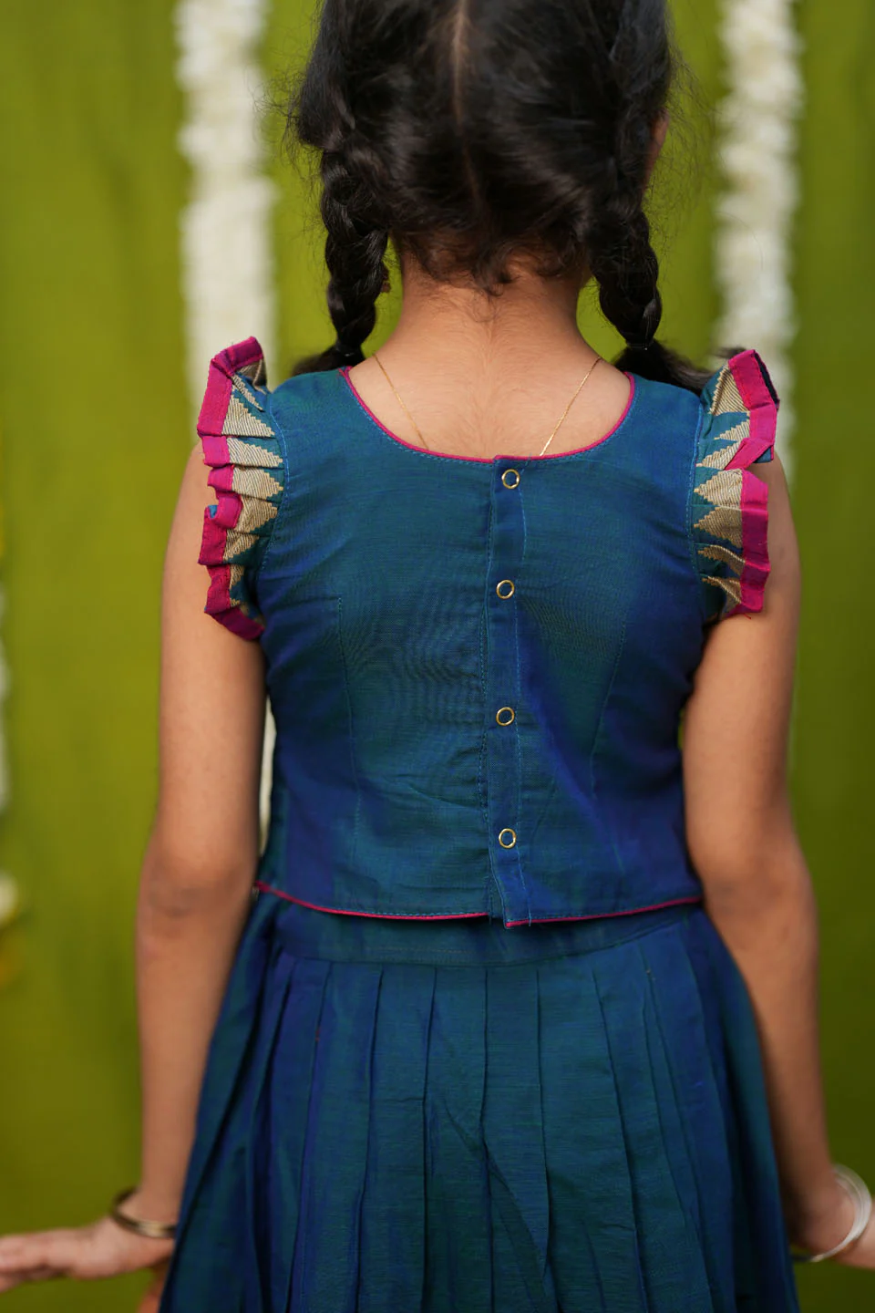 IMD - Gautami Teal Handlloom Top & Skirt Mini - Image 6