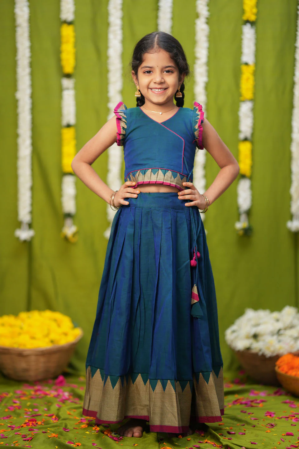 IMD - Gautami Teal Handlloom Top & Skirt Mini - Image 16