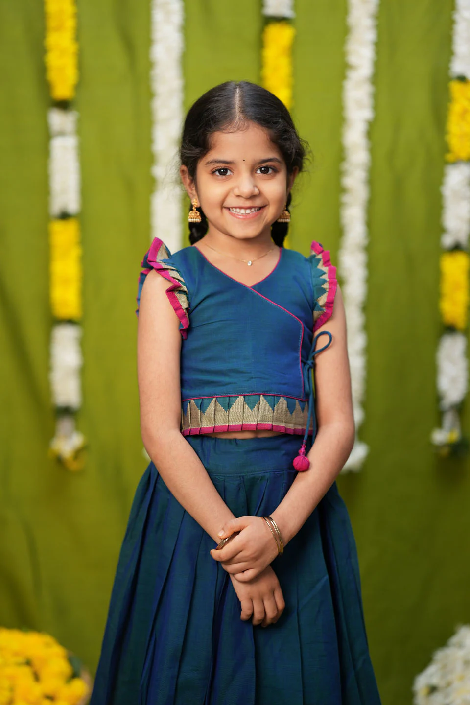 IMD - Gautami Teal Handlloom Top & Skirt Mini - Image 15