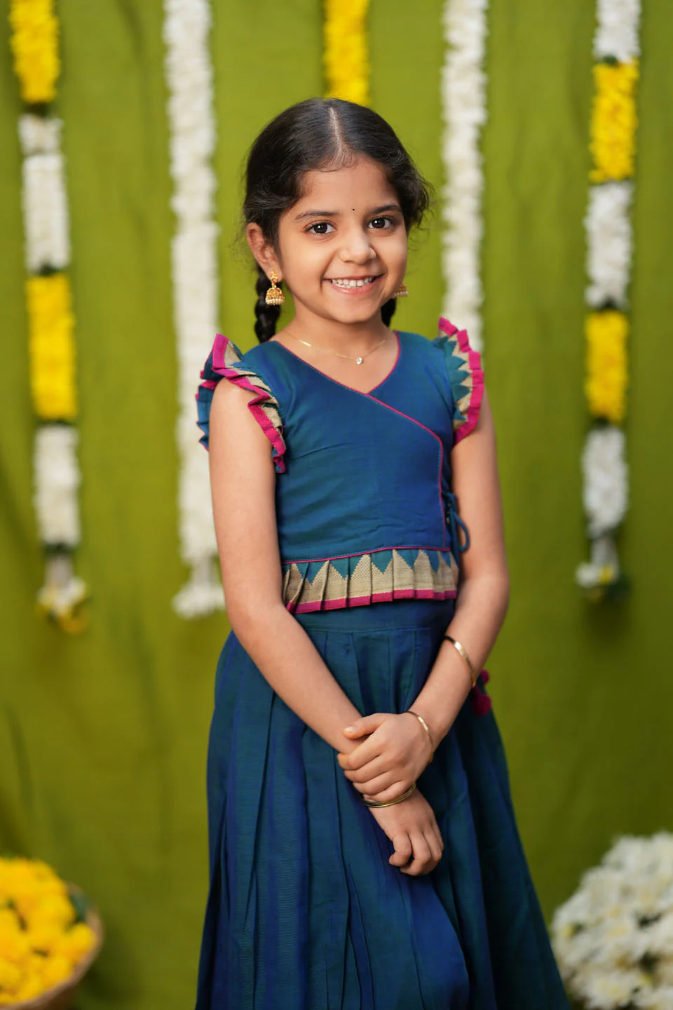 IMD - Gautami Teal Handlloom Top & Skirt Mini - Image 12