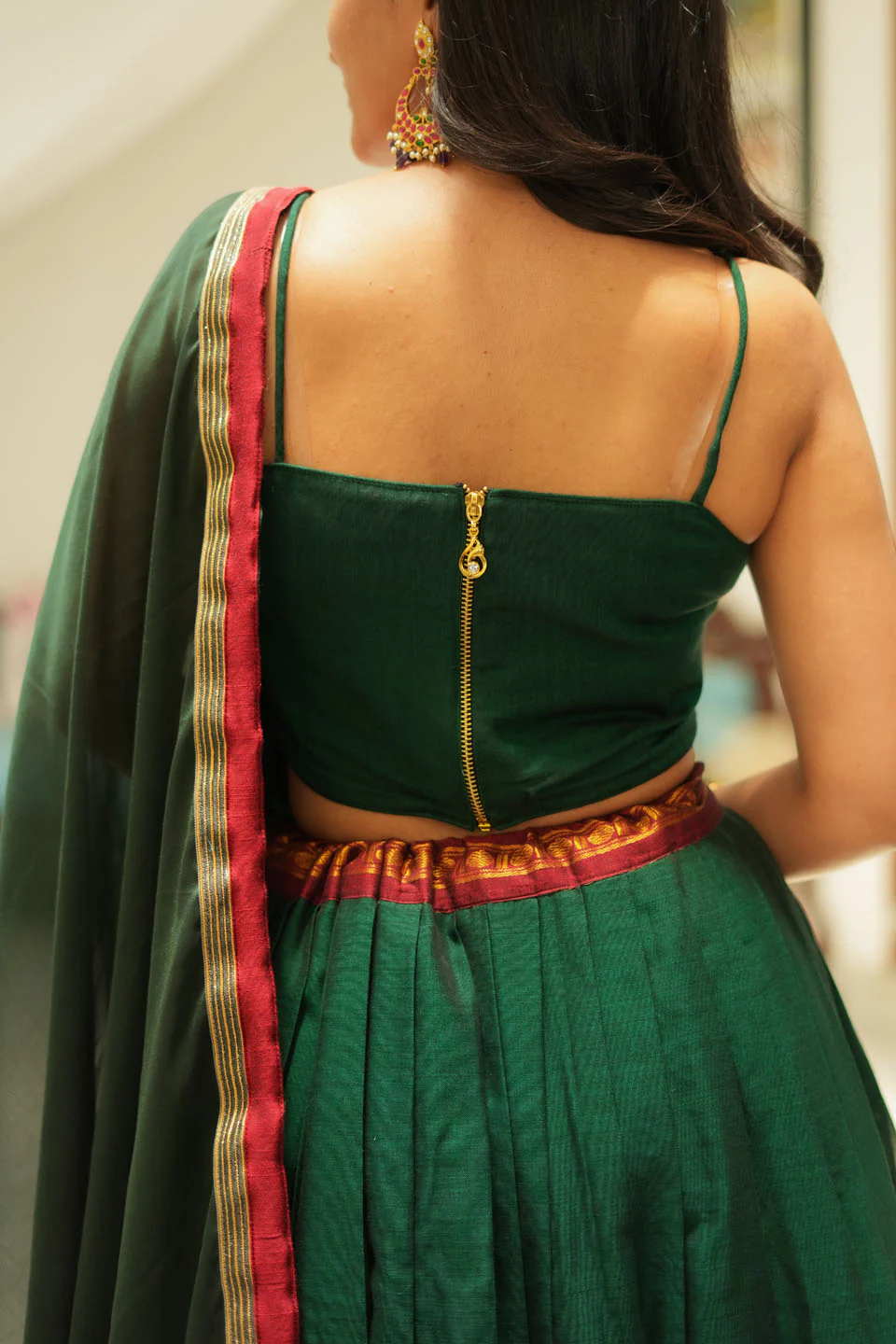 Sreeja Green Handwoven Lehenga Set - Image 4