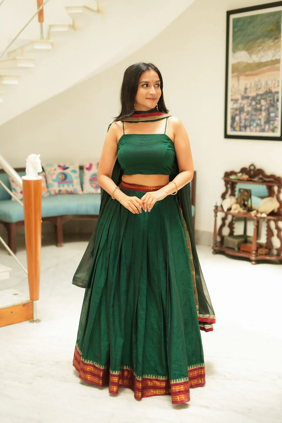 Sreeja Green Handwoven Lehenga Set - Image 5