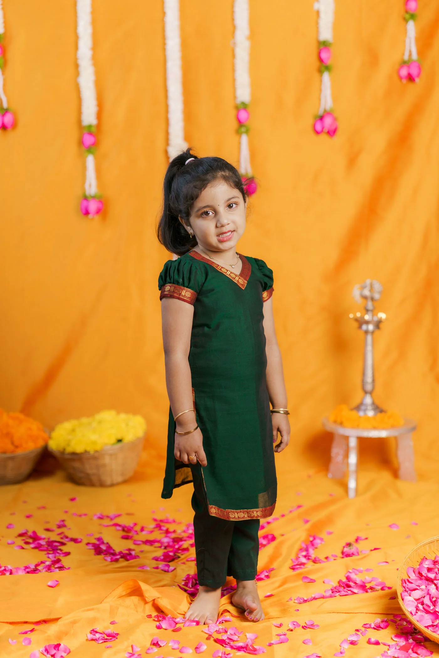 Sreeja Green Kurti Set Mini (Set of 2) - Image 3