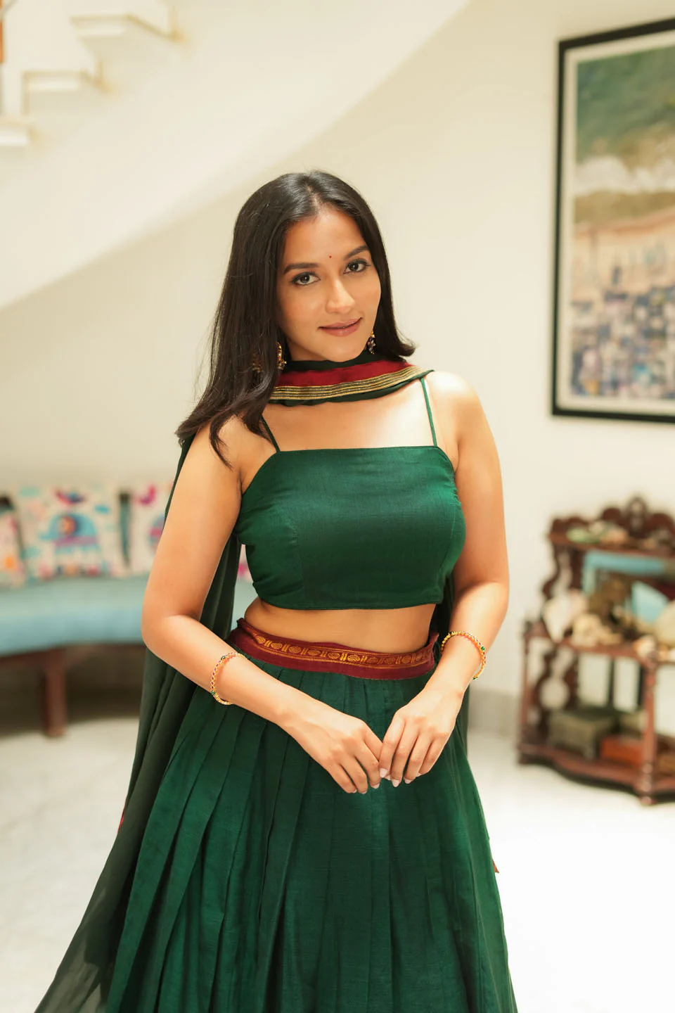 Sreeja Green Handwoven Lehenga Set - Image 7