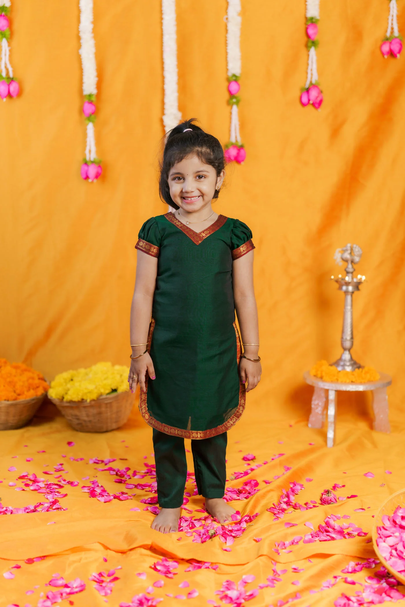 Sreeja Green Kurti Set Mini (Set of 2)