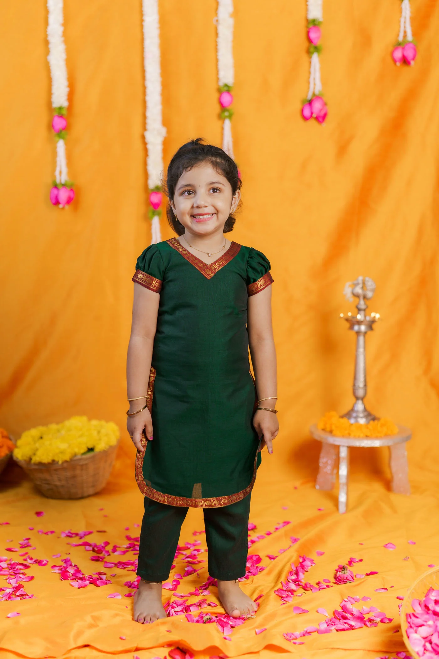 Sreeja Green Kurti Set Mini (Set of 2) - Image 5