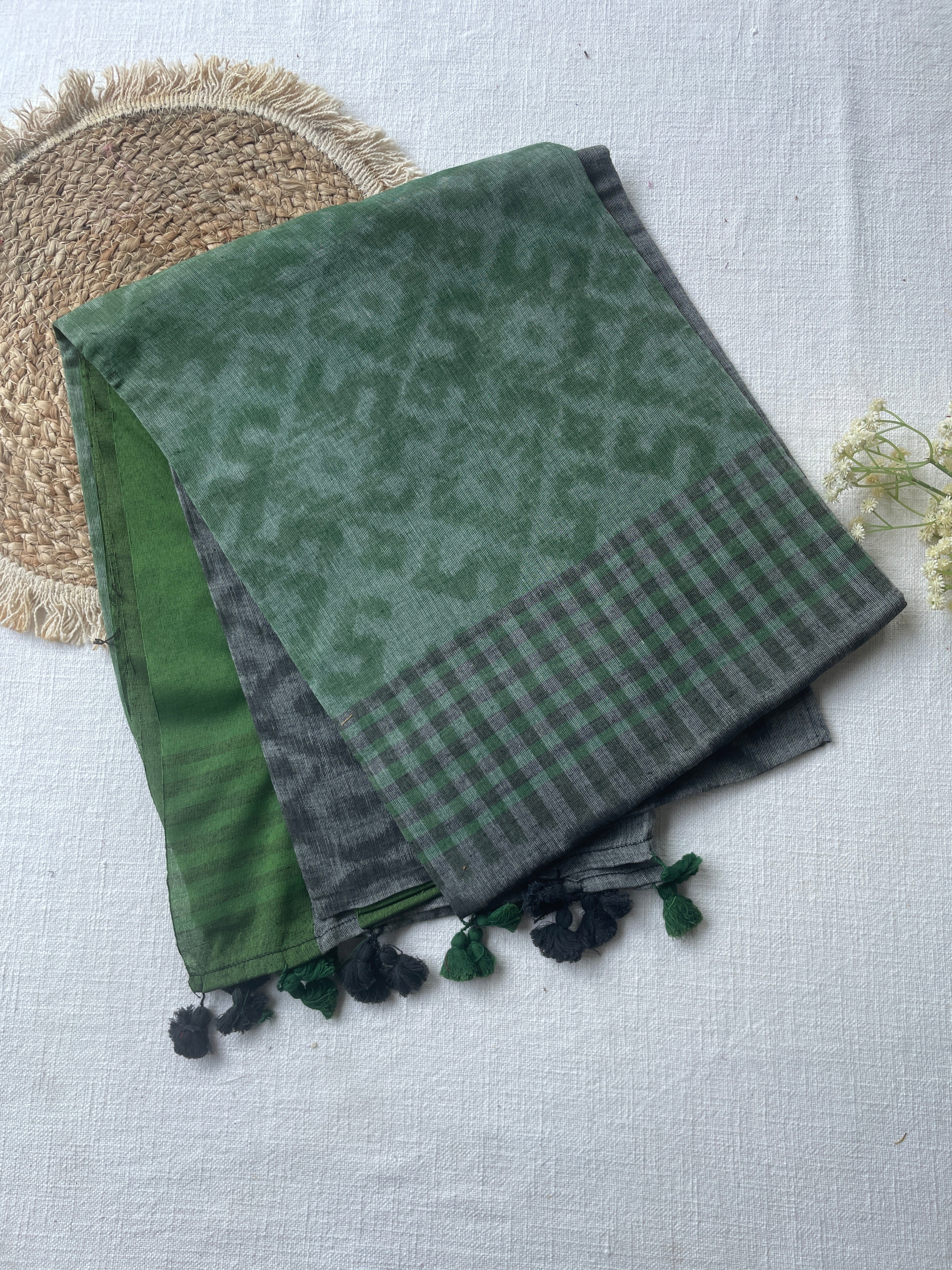 Green Mul Mul Cotton Saree