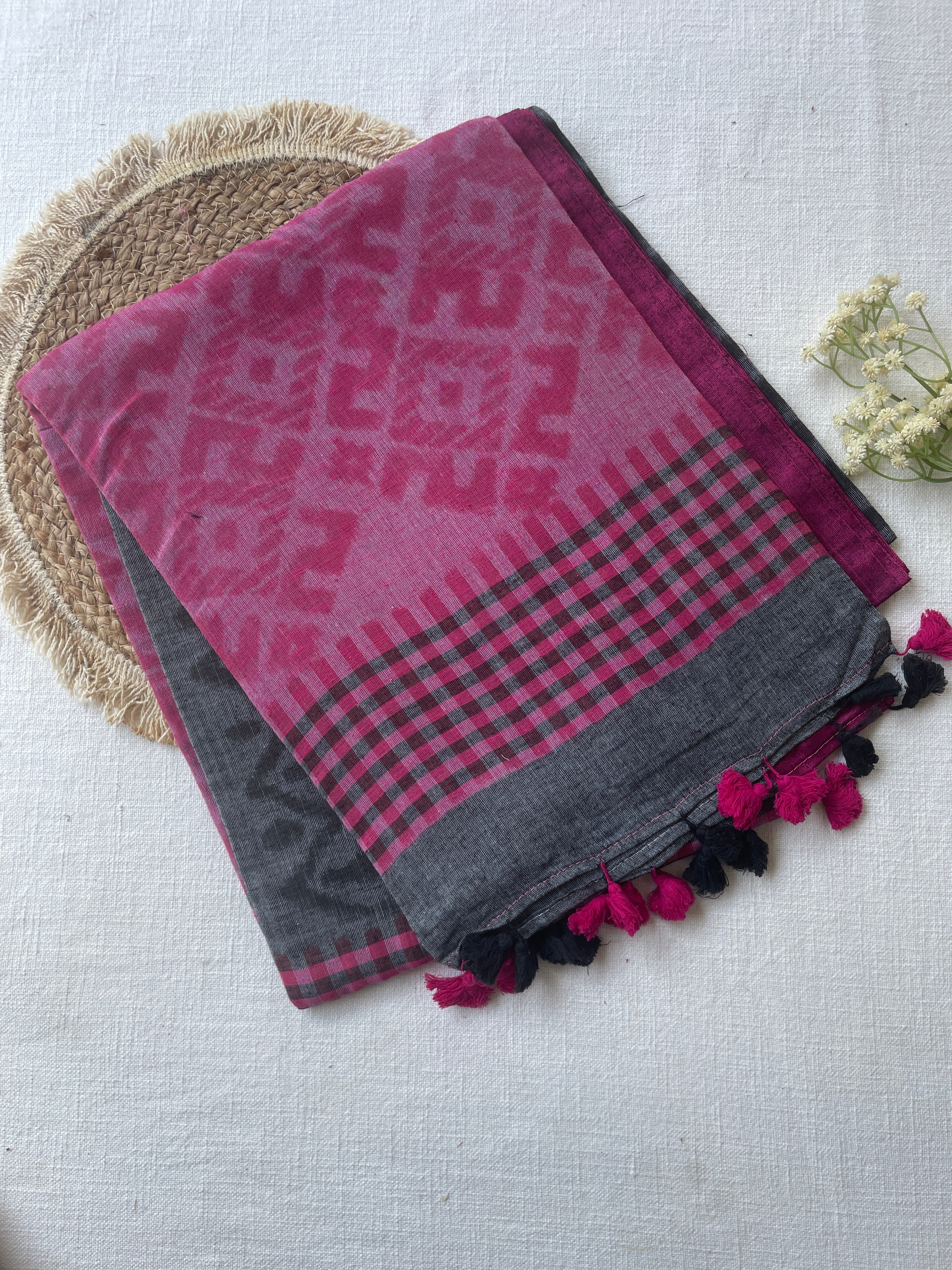 Grey Mul Mul Cotton Saree