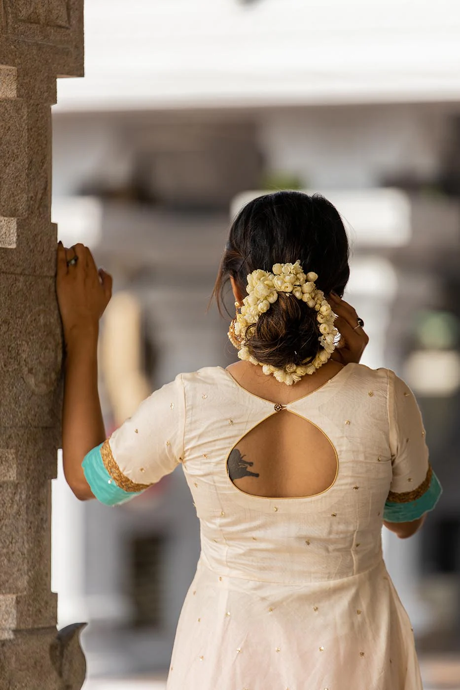 GRG - Kayalvizhi Ivory and Aqua Dress (Only Dress) - S & M only - Image 9