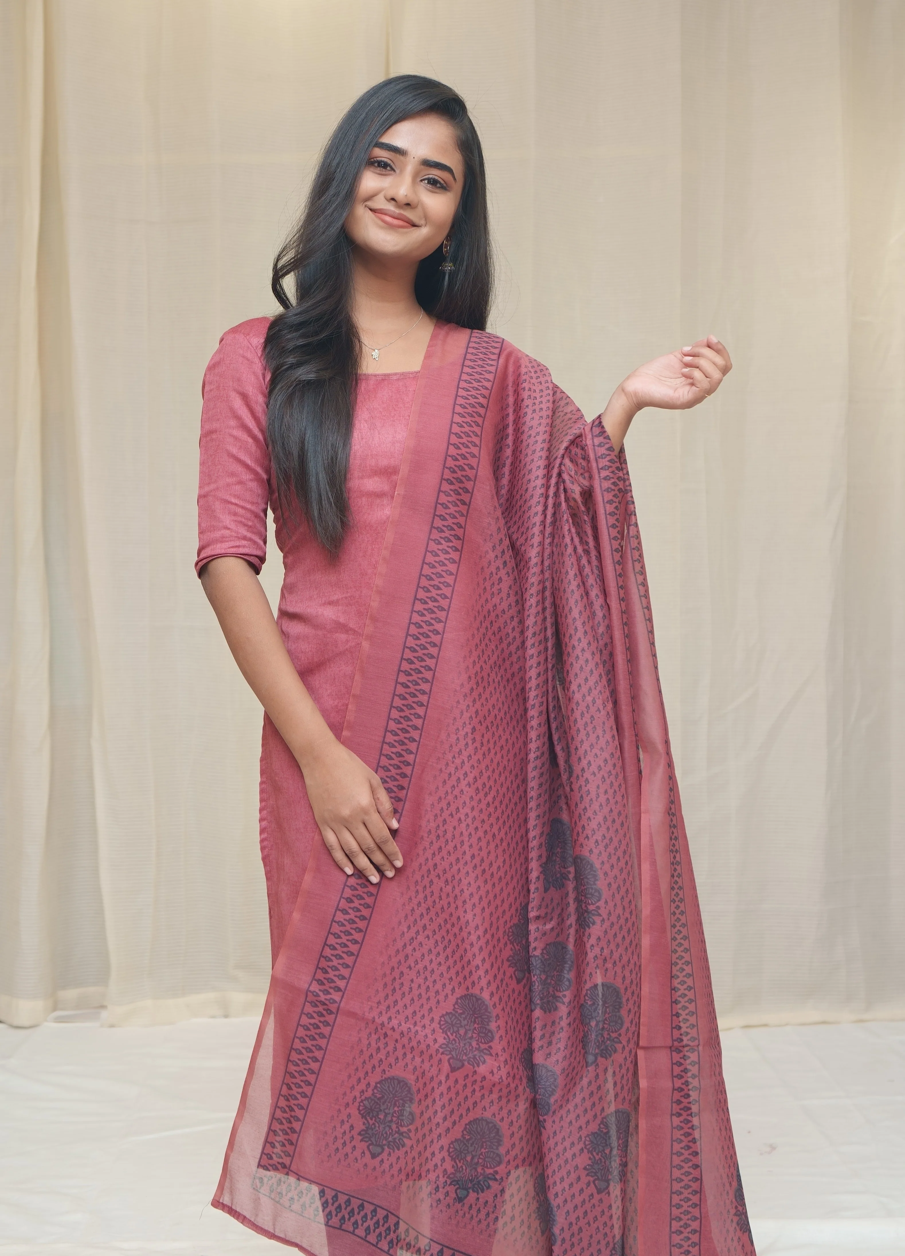 GRG - Kira Light Rustic Red Chanderi (kurti only) - XS only - Image 2