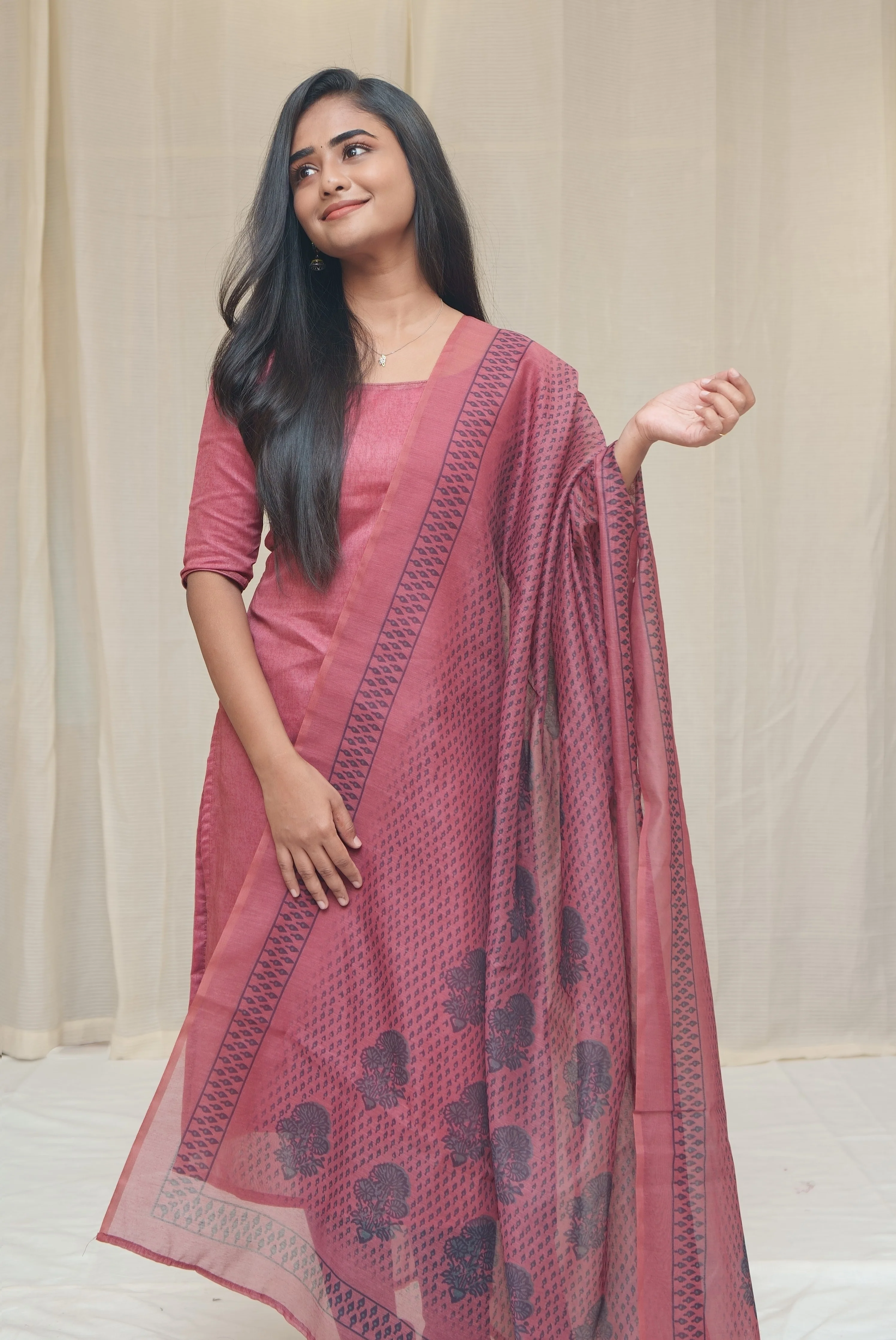 GRG - Kira Light Rustic Red Chanderi (kurti only) - XS only - Image 3