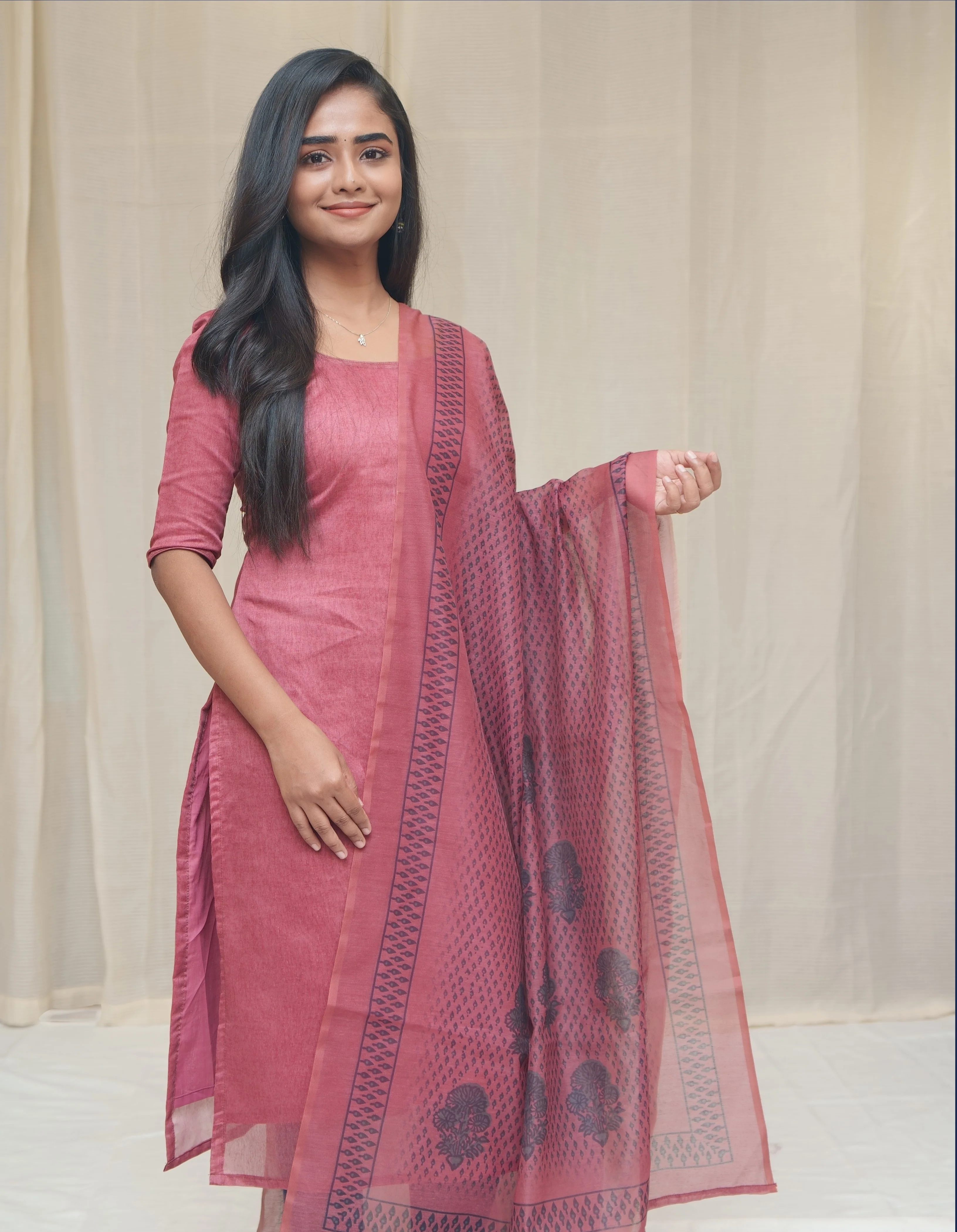 GRG - Kira Light Rustic Red Chanderi (kurti only) - XS only - Image 4