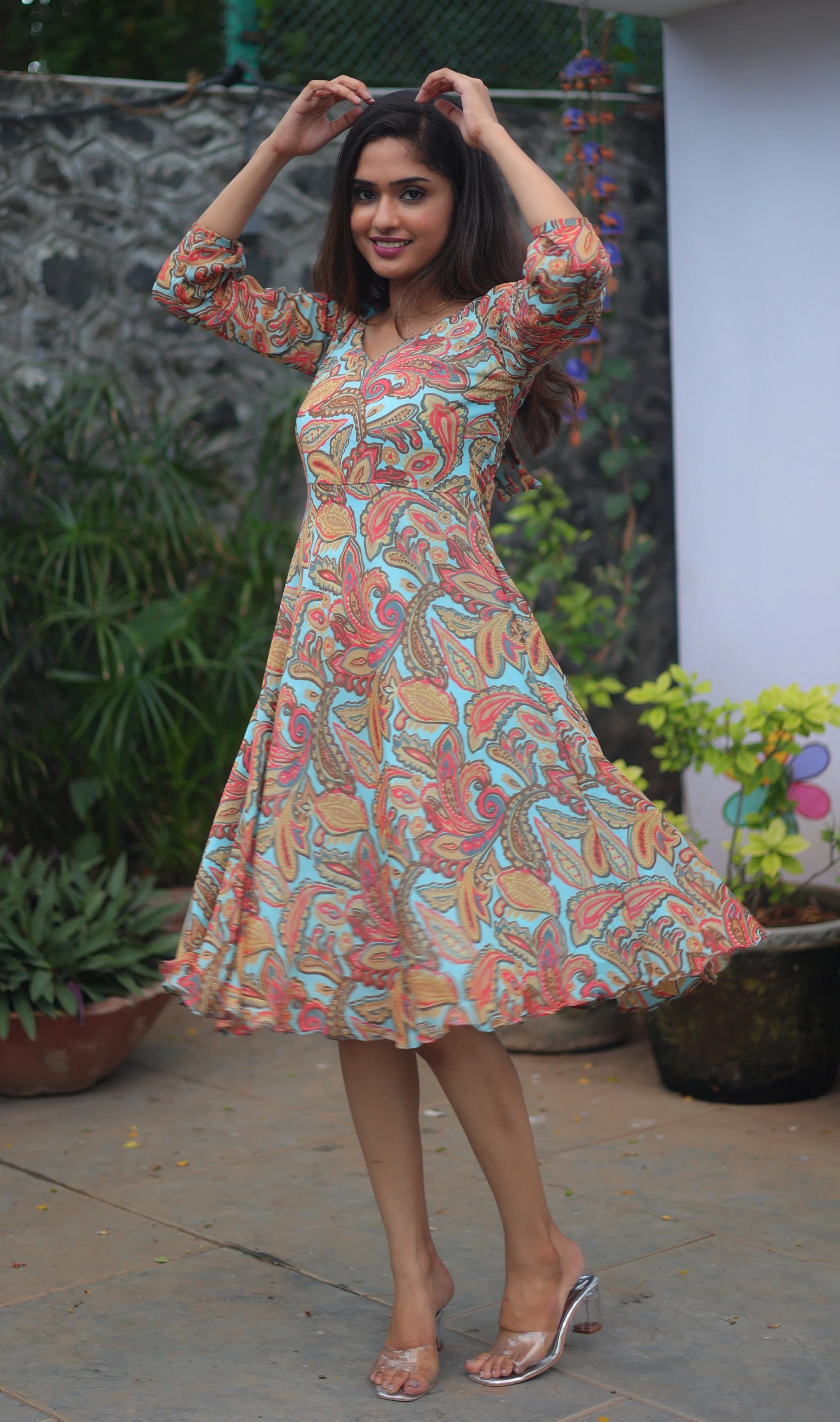 GRG - Myra Aqua Paisley Dress - S only - Image 2