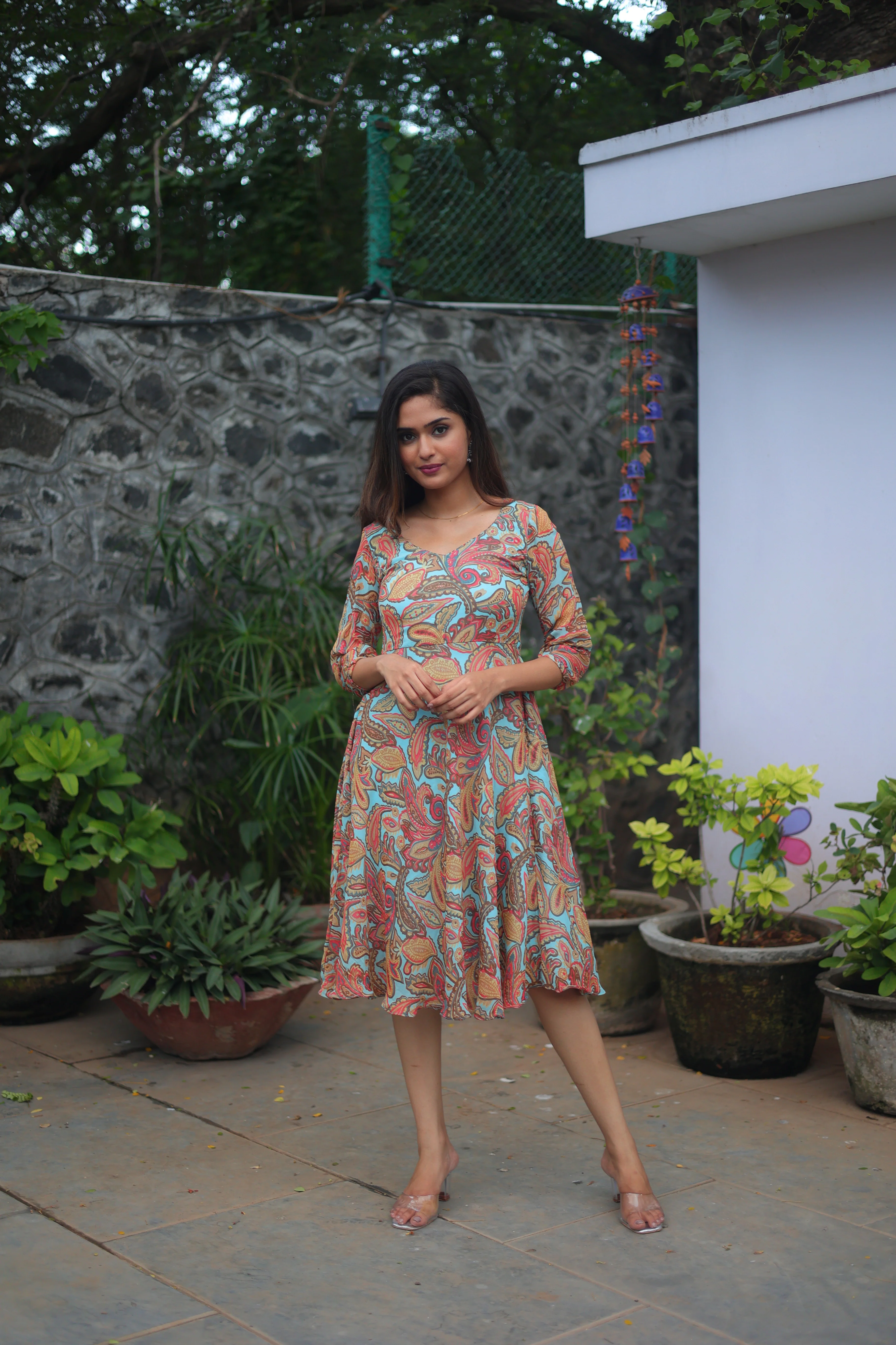 GRG - Myra Aqua Paisley Dress - S only - Image 4