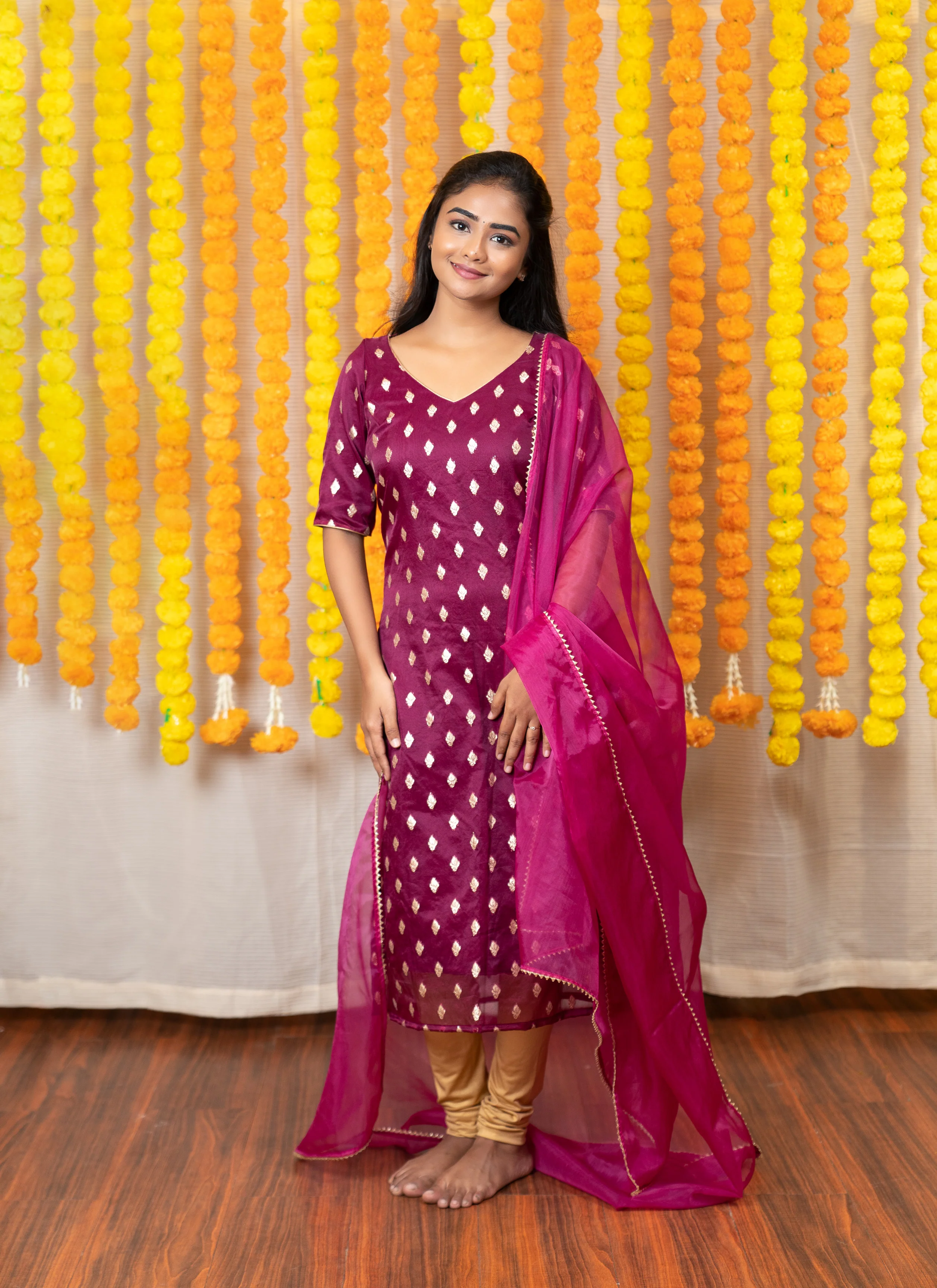 GRG - Yashodha Magenta Organza Brocade top (Kurti only) - XS only - Image 4