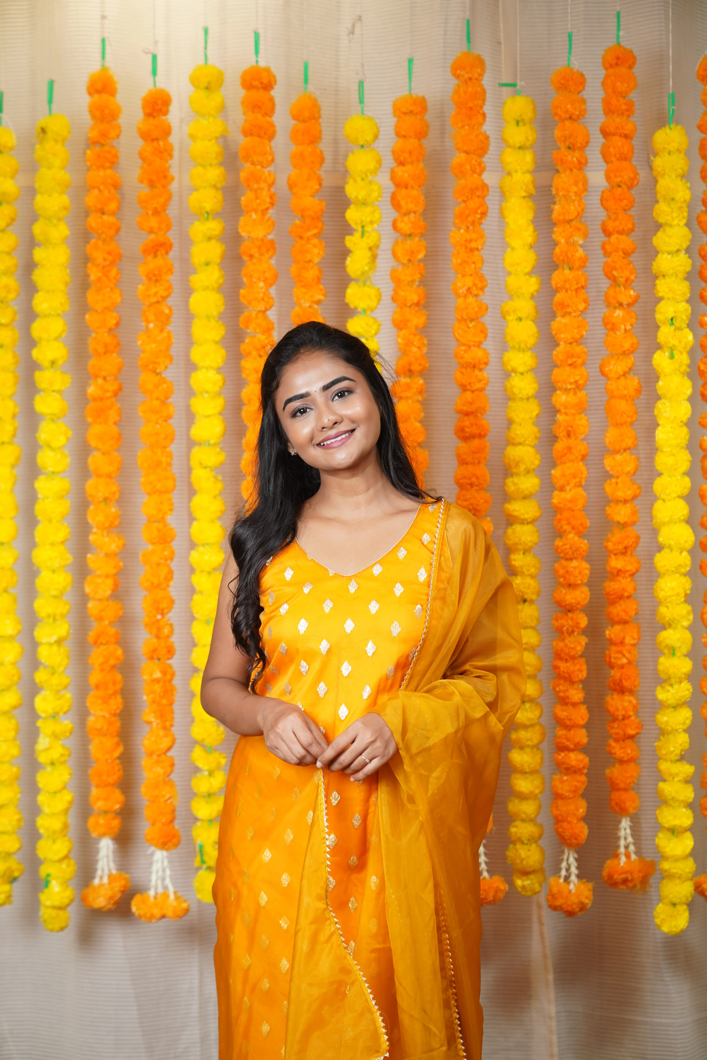 GRG - Yashodha Yellow Organza Brocade top (Kurti only) - XS only - Image 2