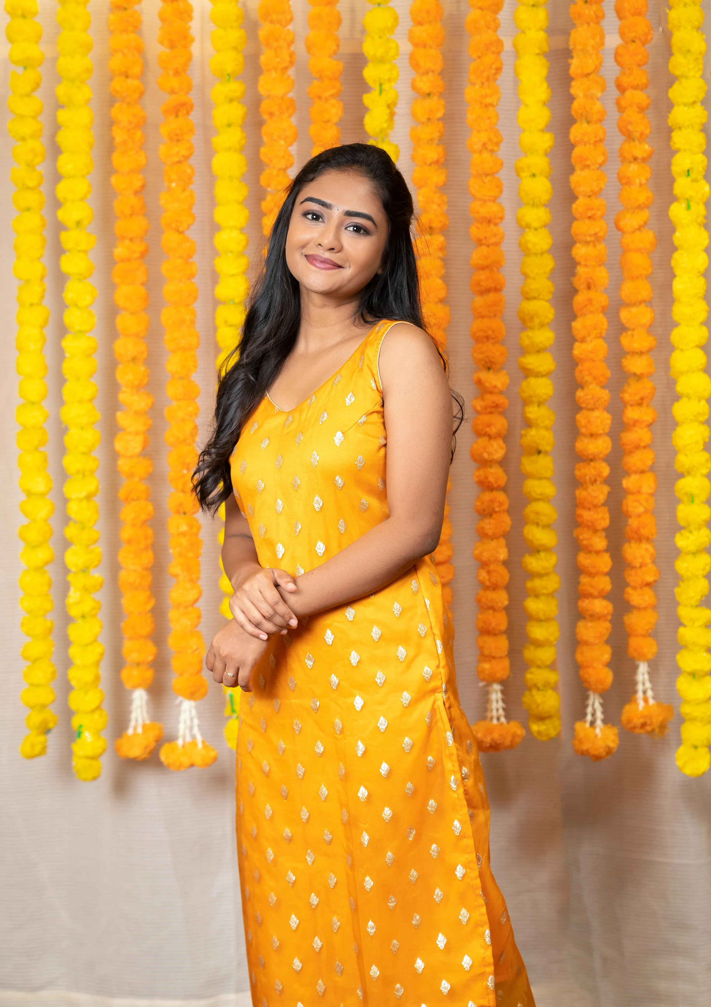 GRG - Yashodha Yellow Organza Brocade top (Kurti only) - XS only - Image 4