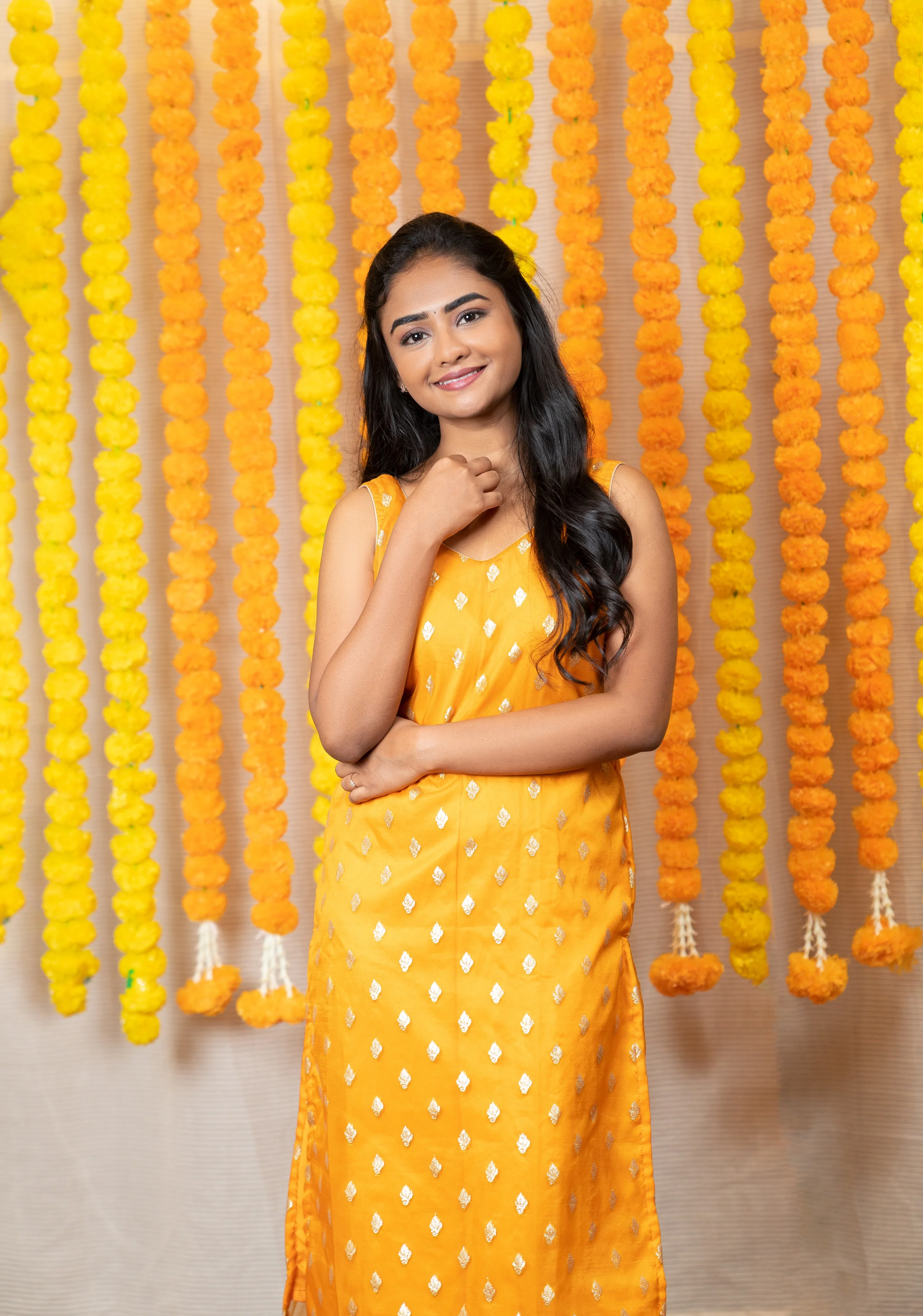 GRG - Yashodha Yellow Organza Brocade top (Kurti only) - XS only - Image 6
