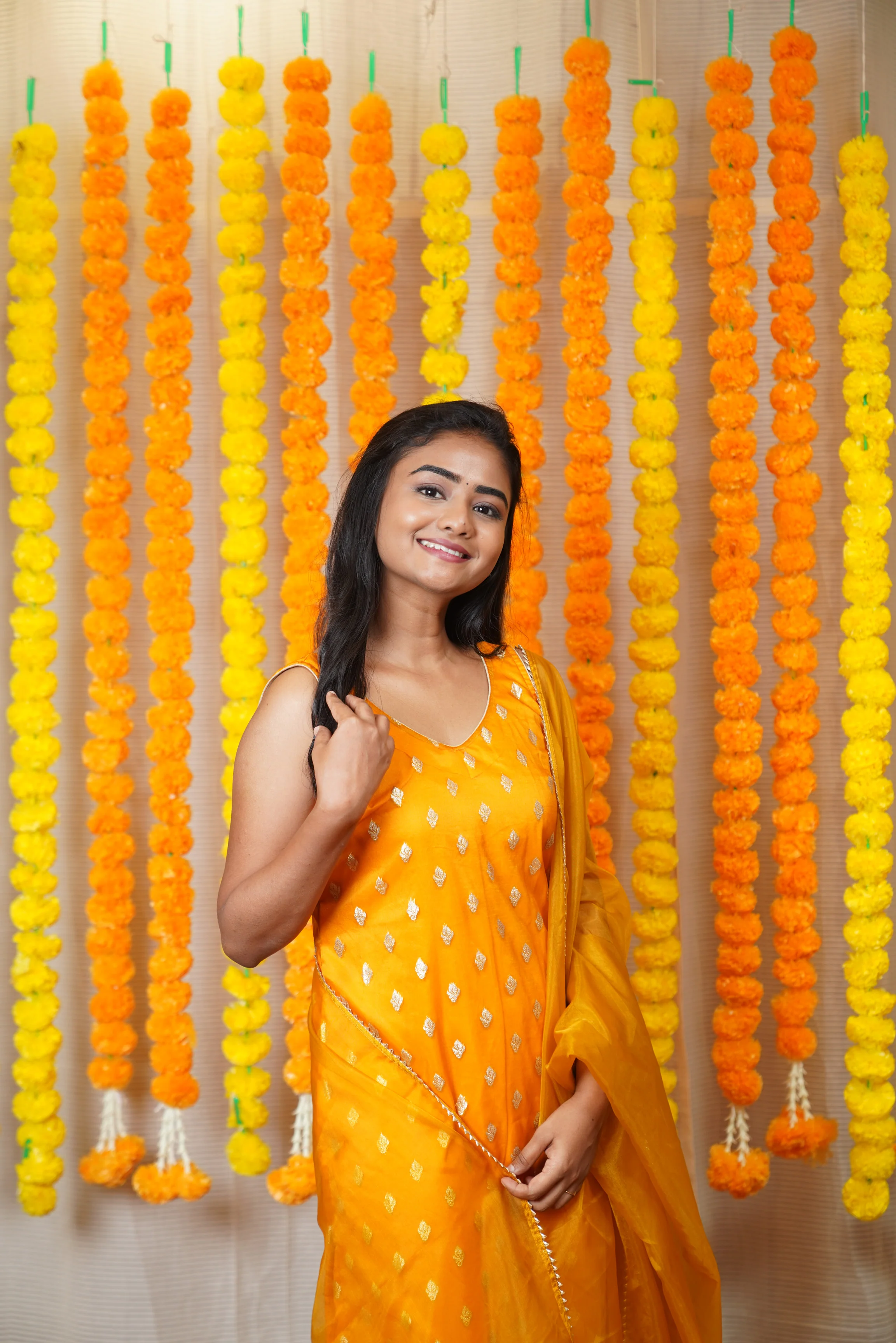 GRG - Yashodha Yellow Organza Brocade top (Kurti only) - XS only - Image 7