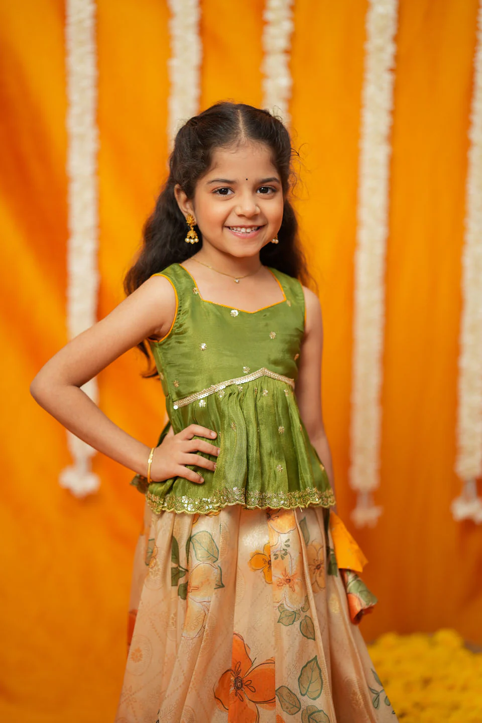 Harita Floral Ivory Mini Lehenga Set - Image 2