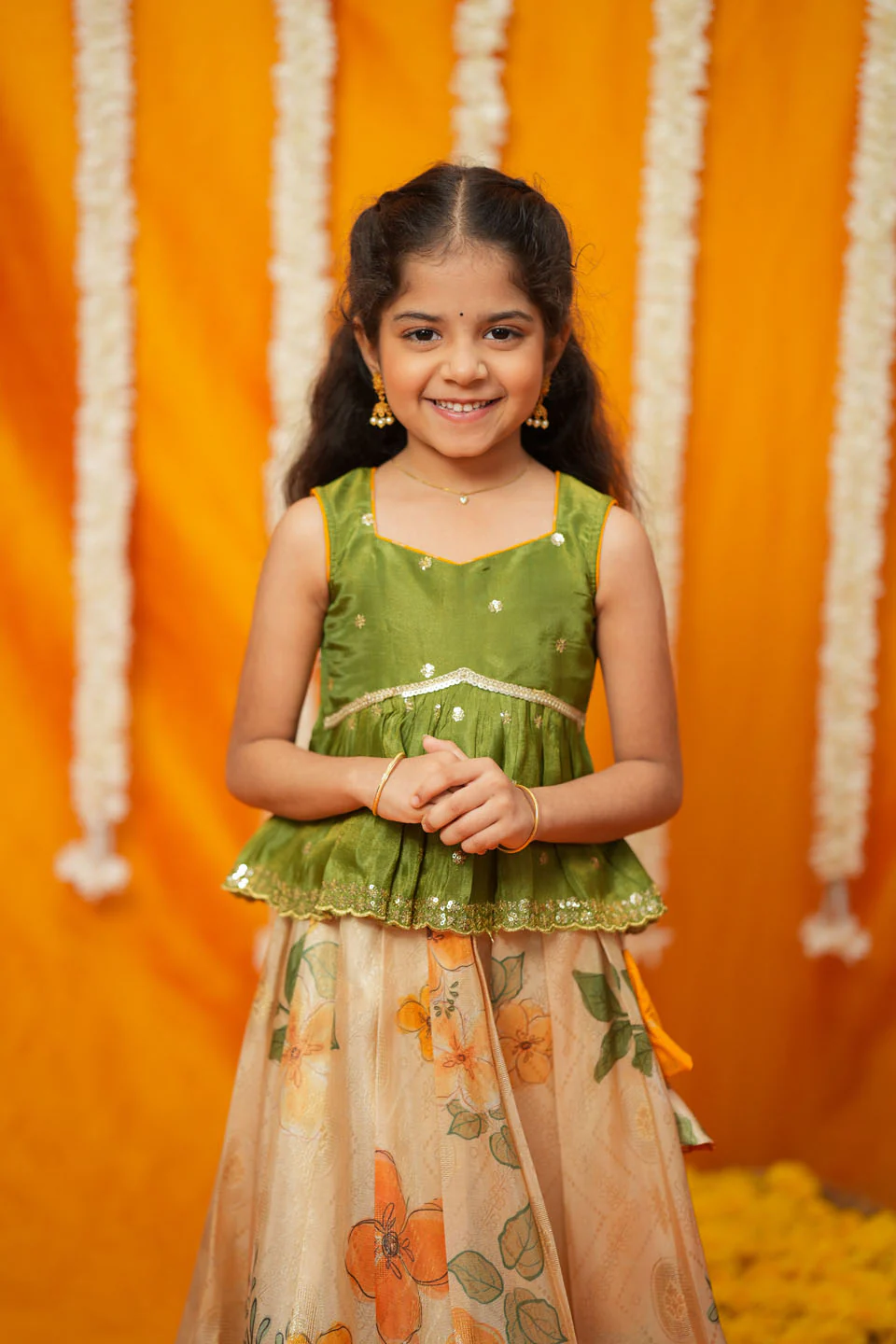 Harita Floral Ivory Mini Lehenga Set - Image 3