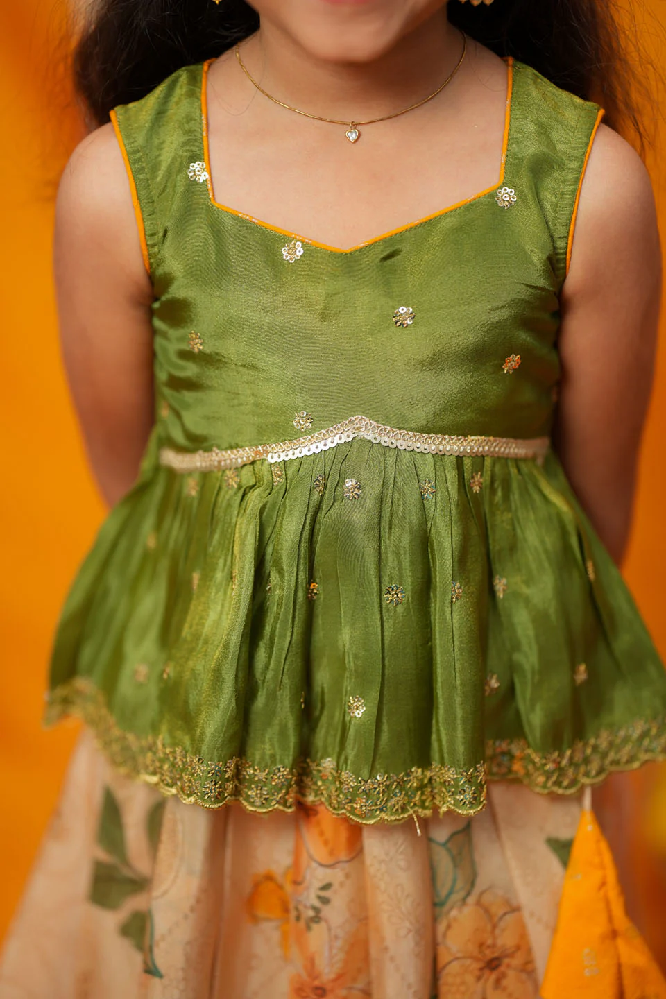 Harita Floral Ivory Mini Lehenga Set - Image 6